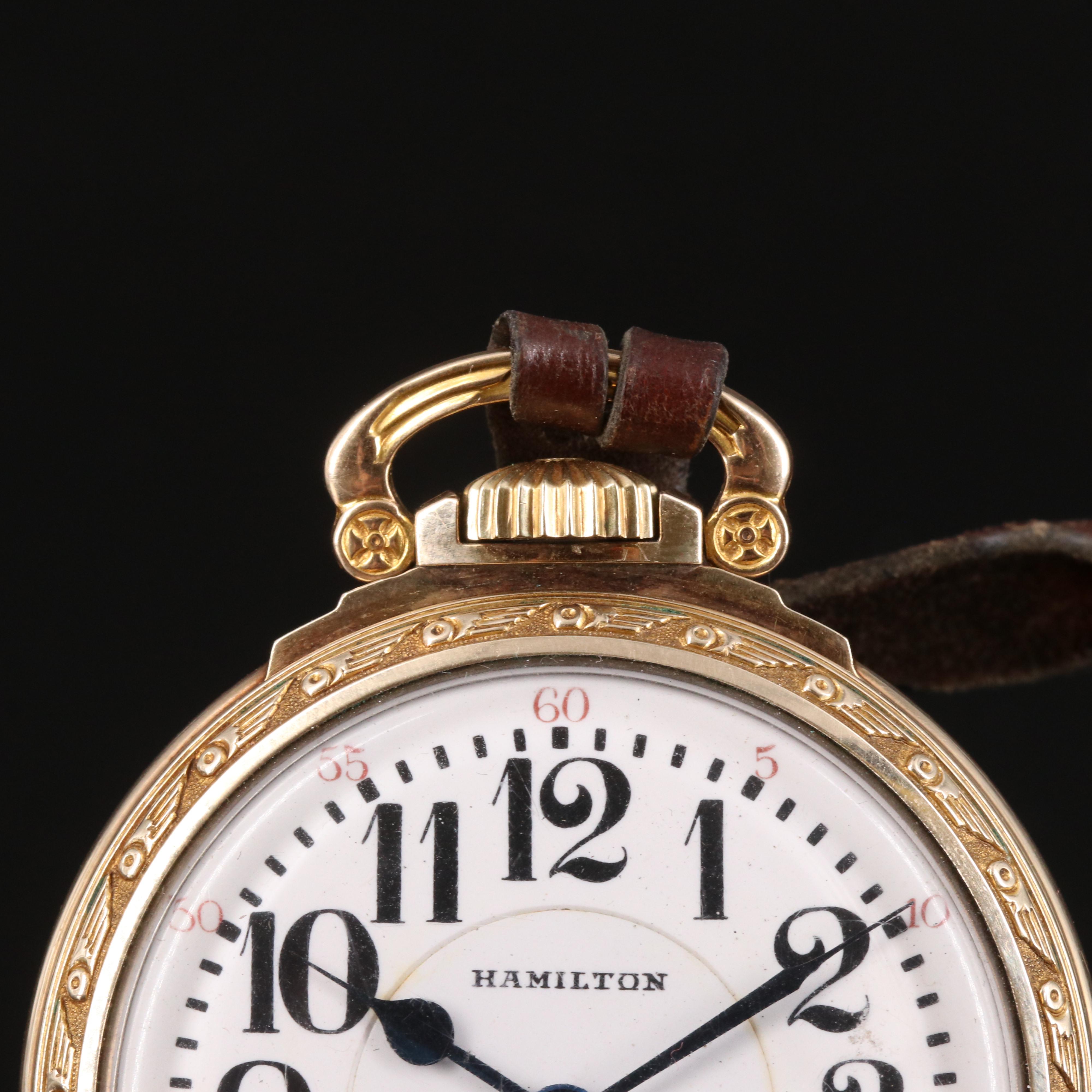 1941 - 1942 Hamilton Gold Filled Railroad Grade Pocket Watch