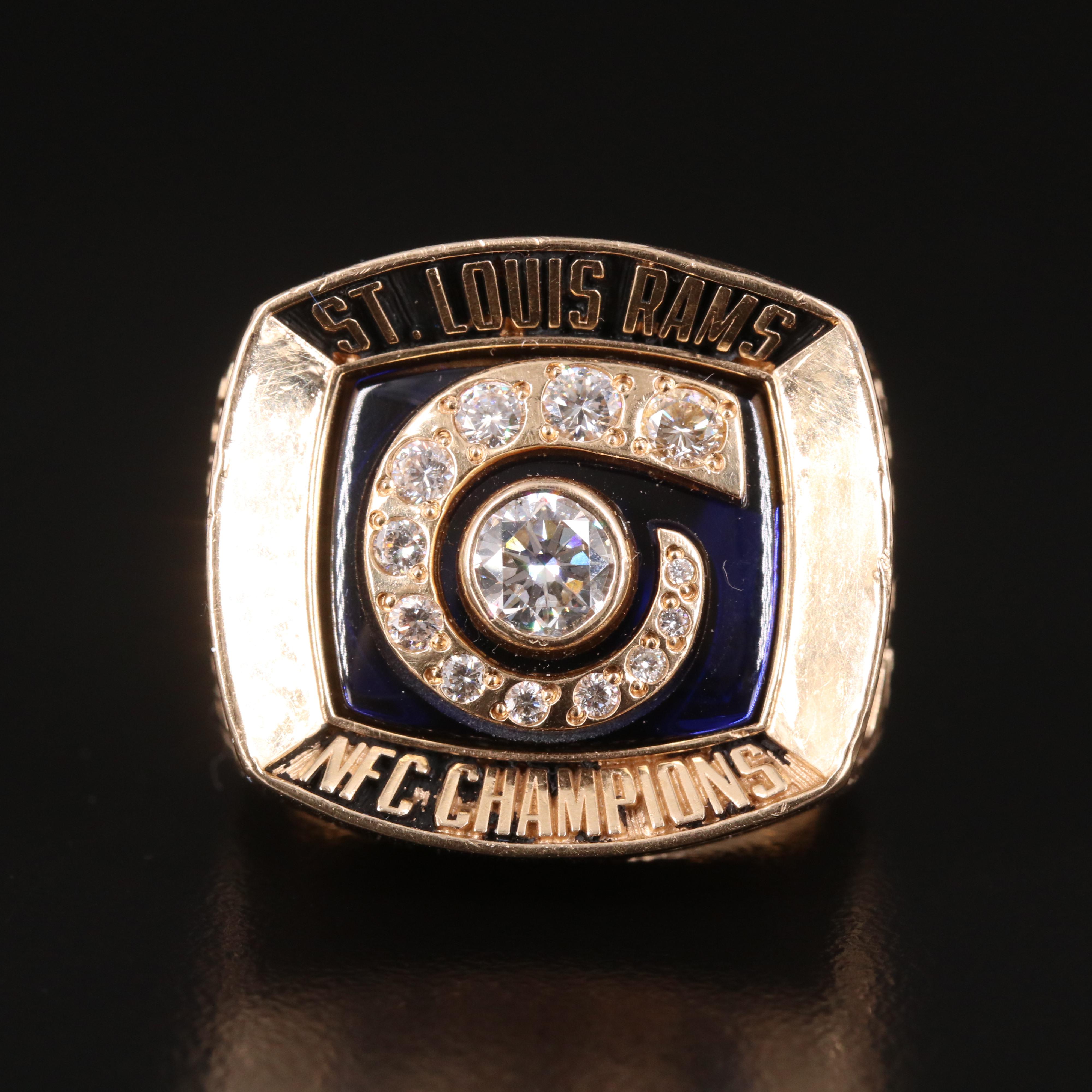 St. Louis Rams 2001 NFC Championship 14K 1.06 CTW Diamond Ring