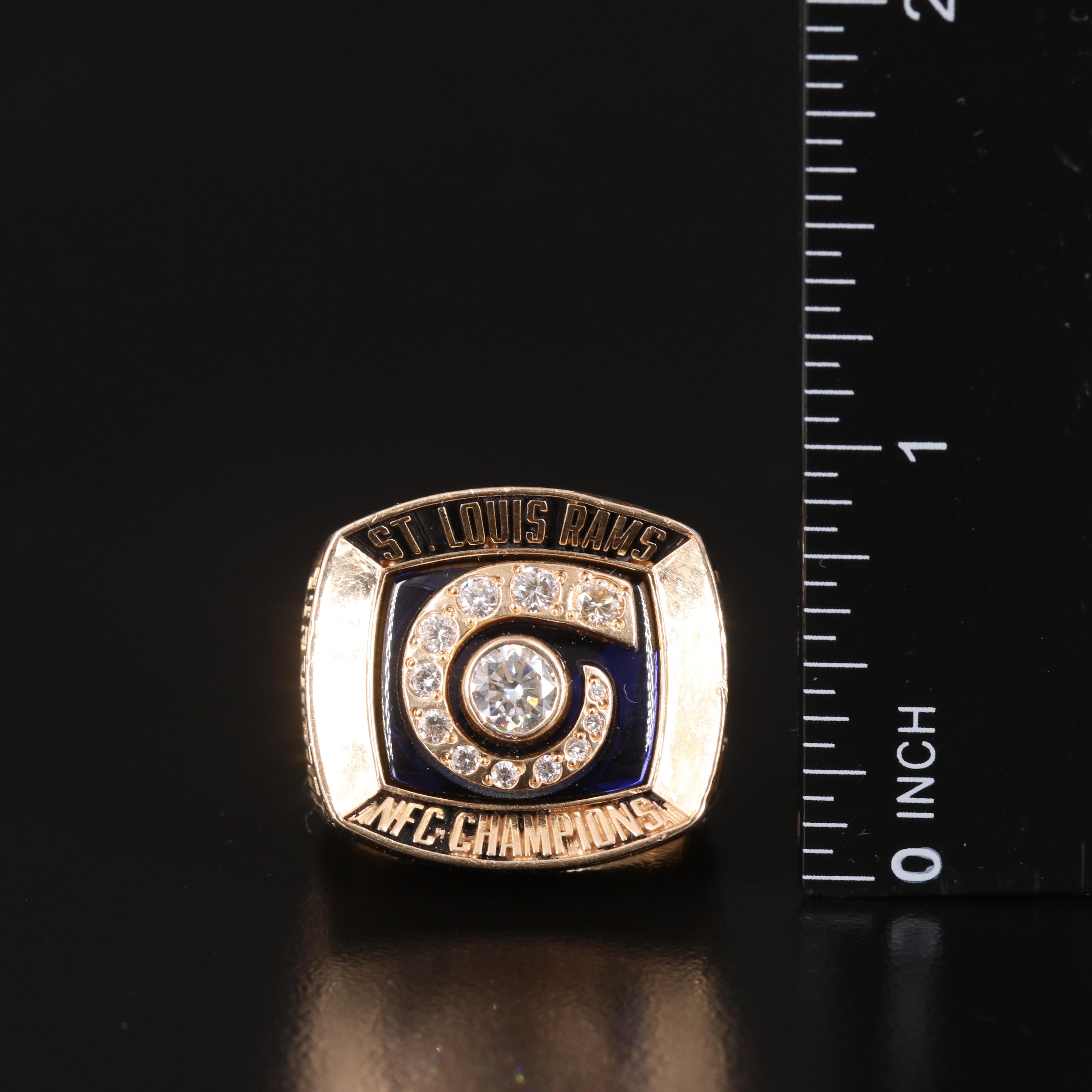 St. Louis Rams 2001 NFC Championship 14K 1.06 CTW Diamond Ring