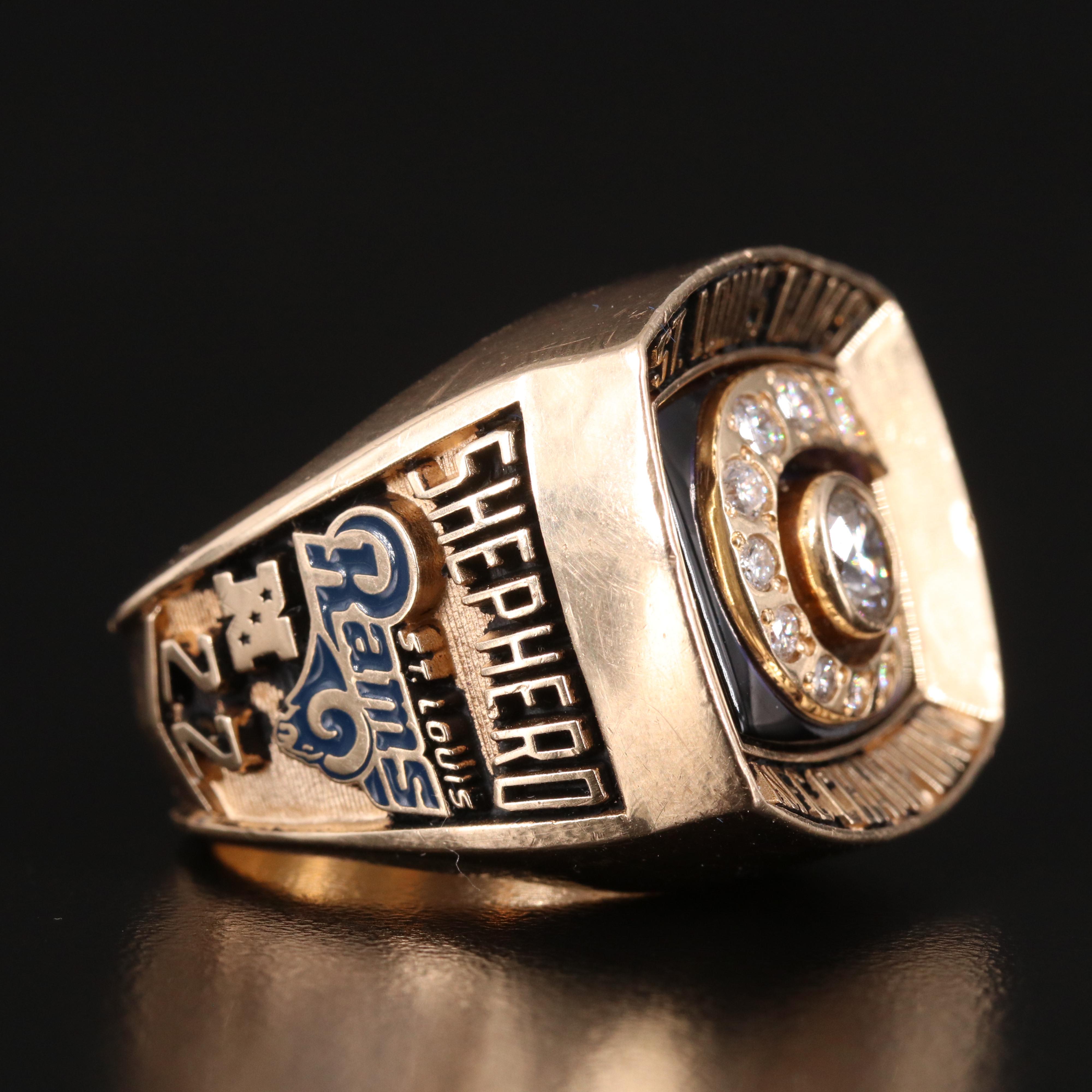 St. Louis Rams 2001 NFC Championship 14K 1.06 CTW Diamond Ring