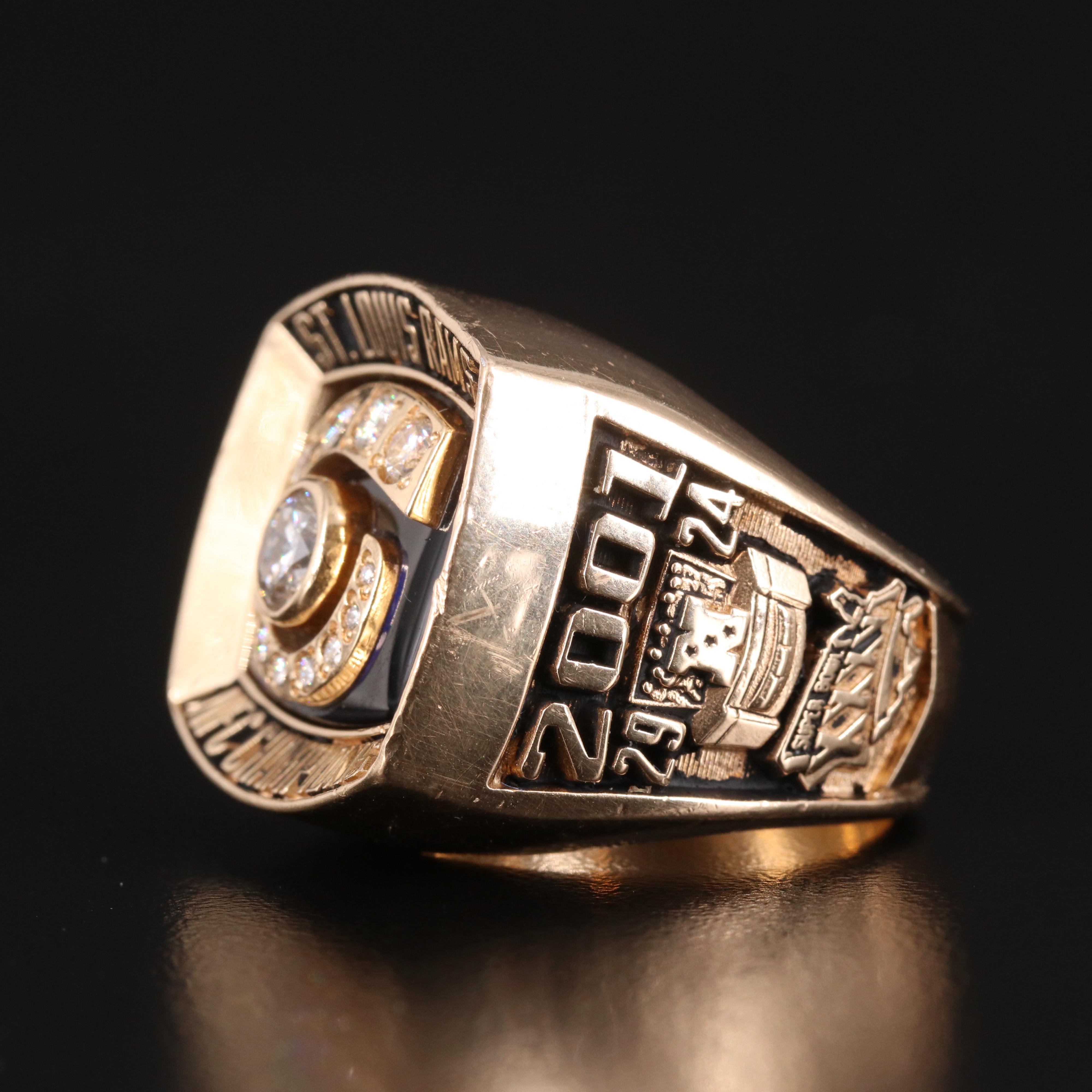 St. Louis Rams 2001 NFC Championship 14K 1.06 CTW Diamond Ring