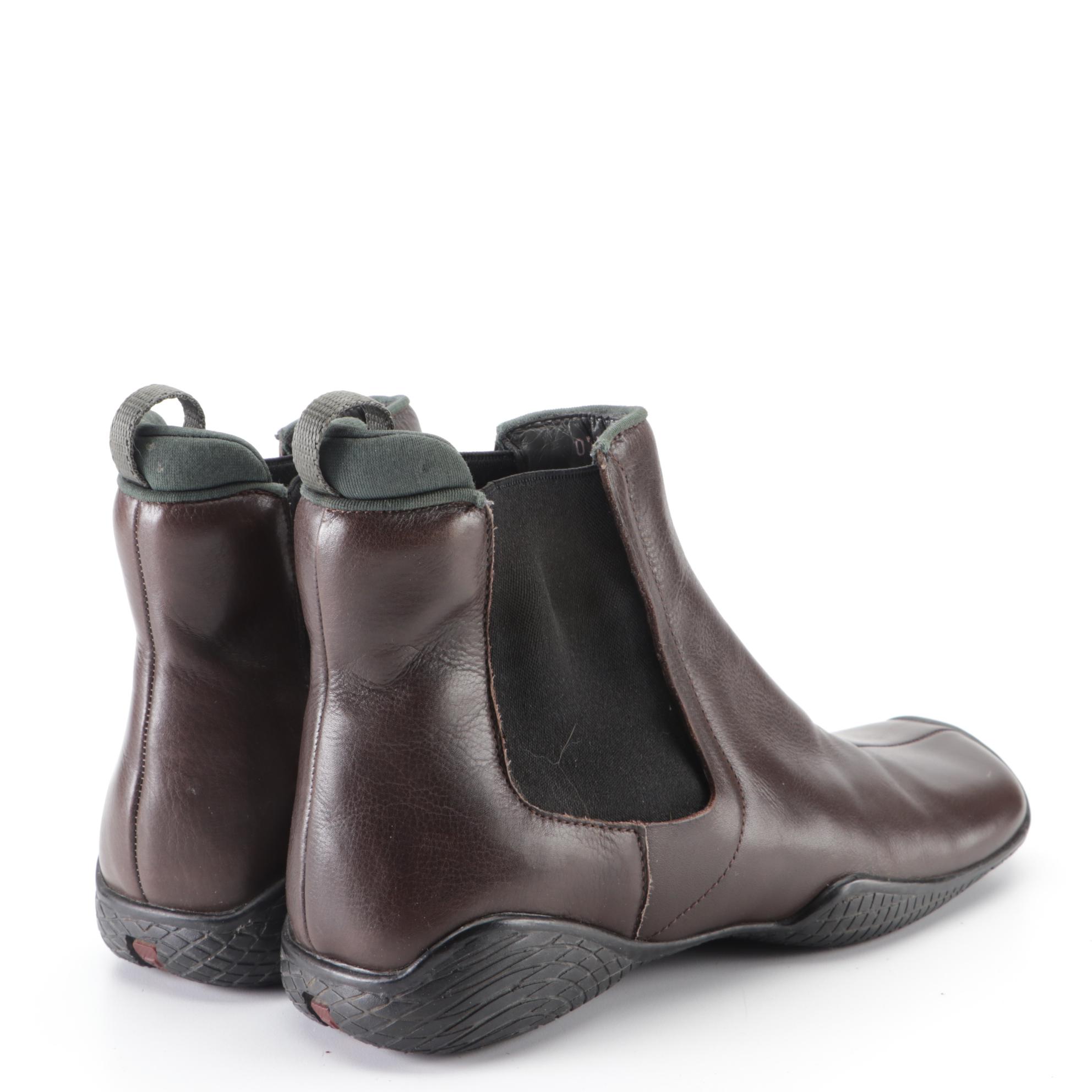 Prada Sport Chelsea Boots in Brown Leather