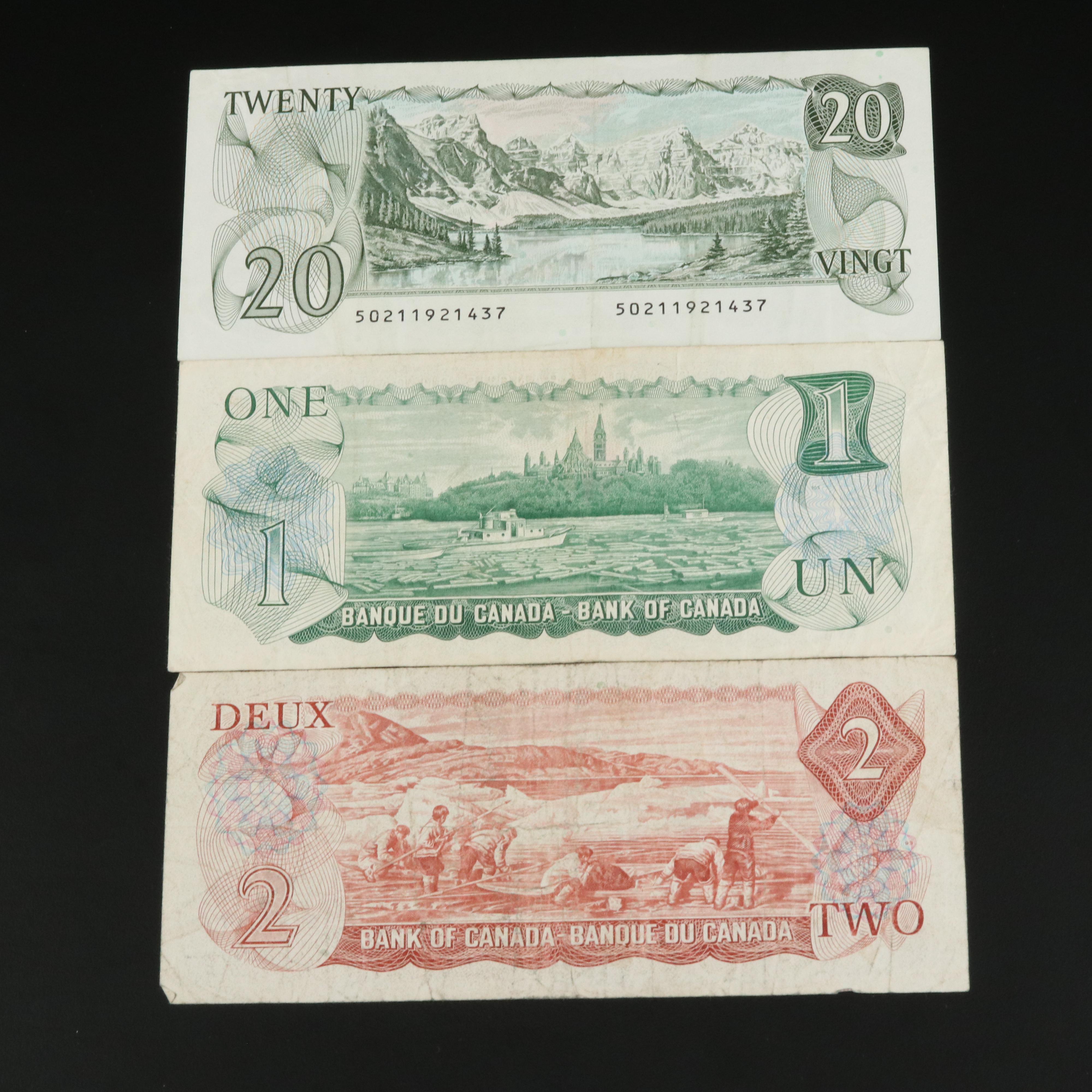 Group of Twelve Modern Canadian Currency Notes