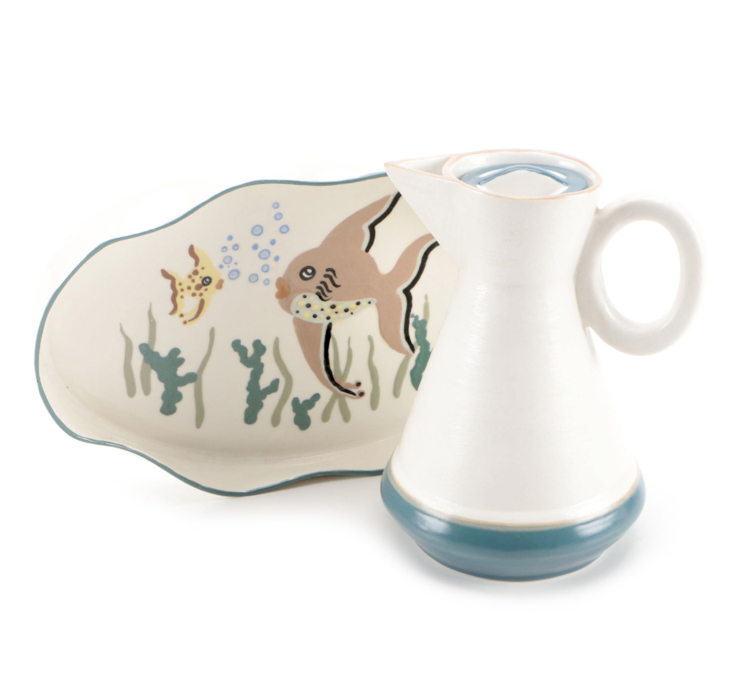 Gabriel Pasadena Pottery Winfield Pitcher with West Coast Pottery Tray