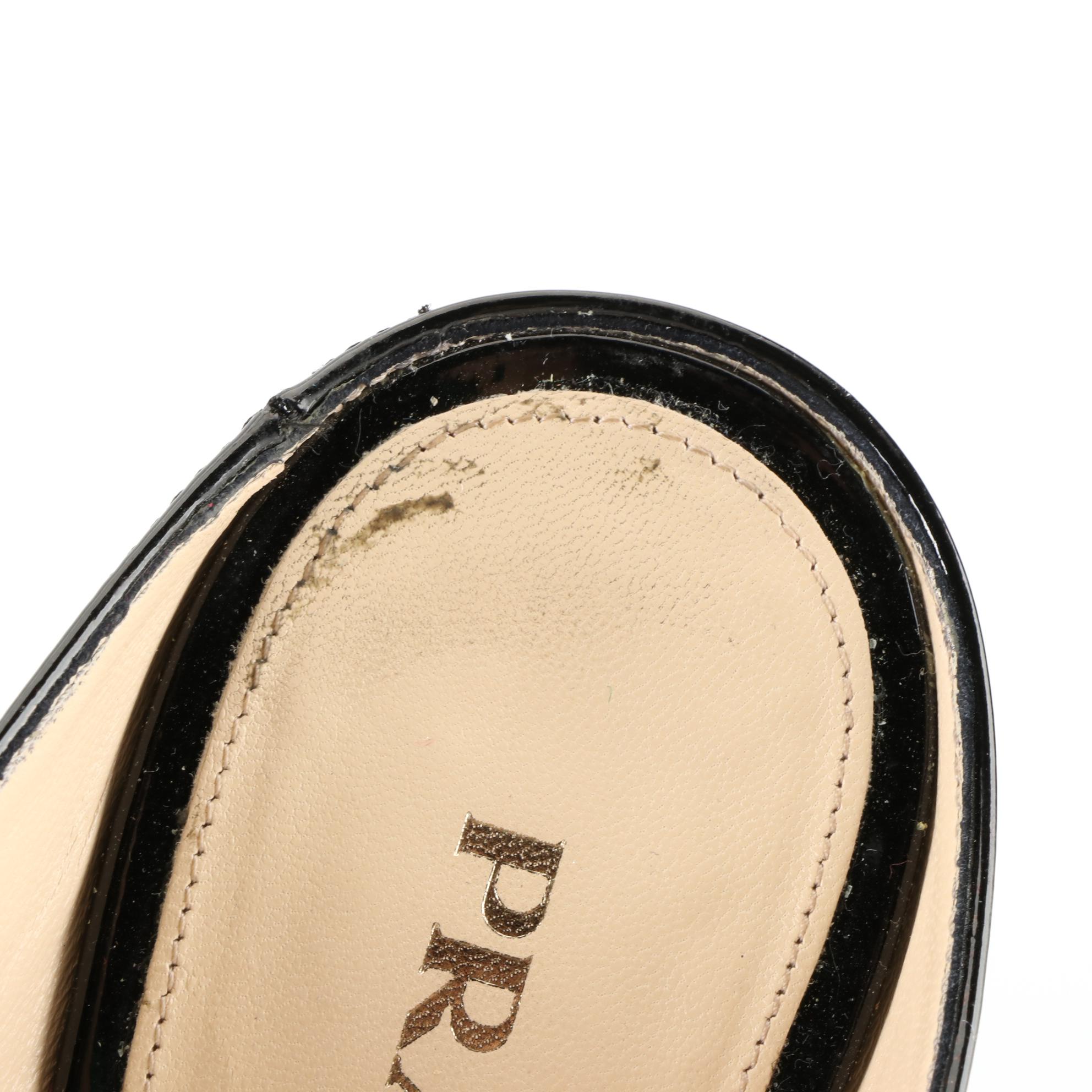 Prada Patent Leather Thong Strap Wedge Sandals