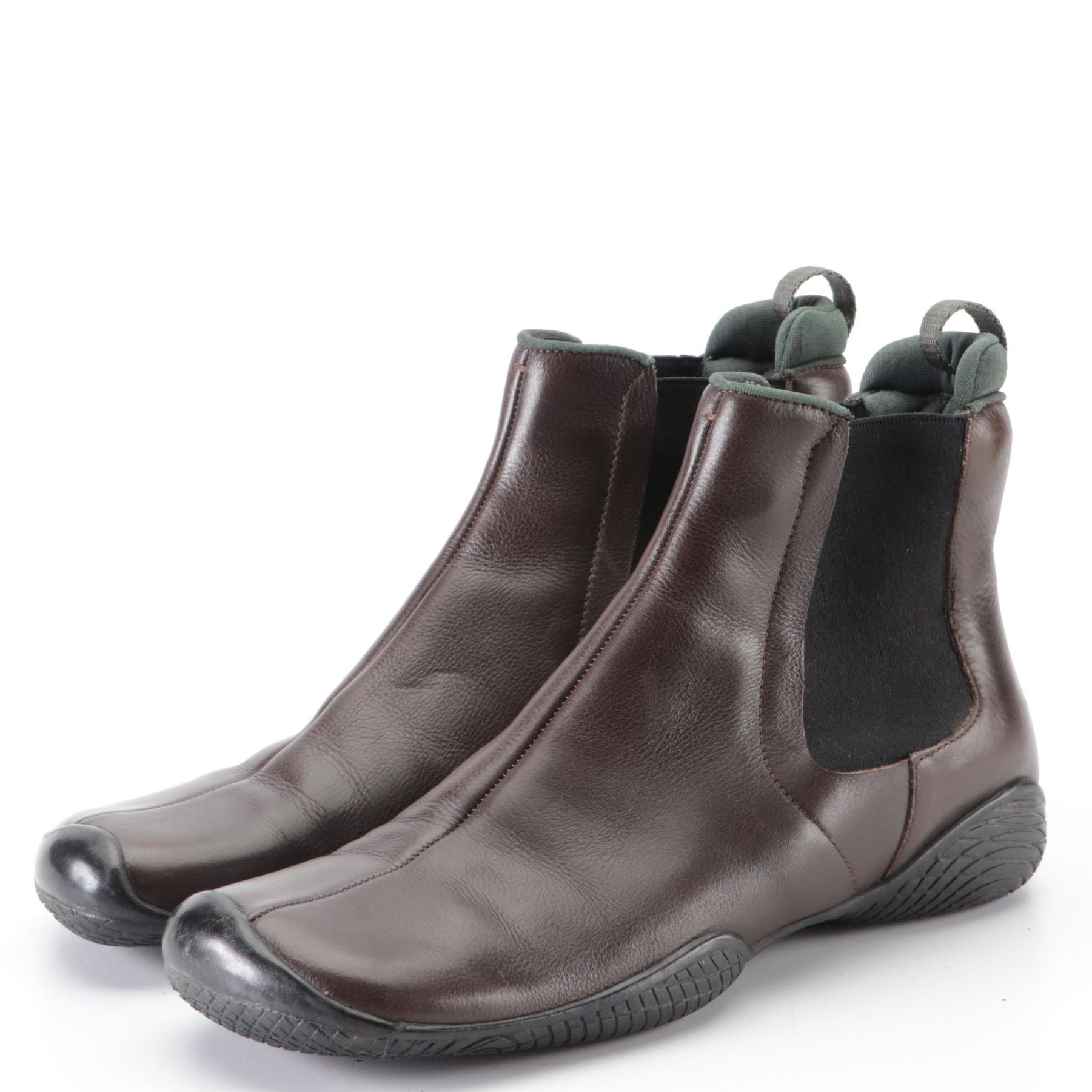 Prada Sport Chelsea Boots in Brown Leather