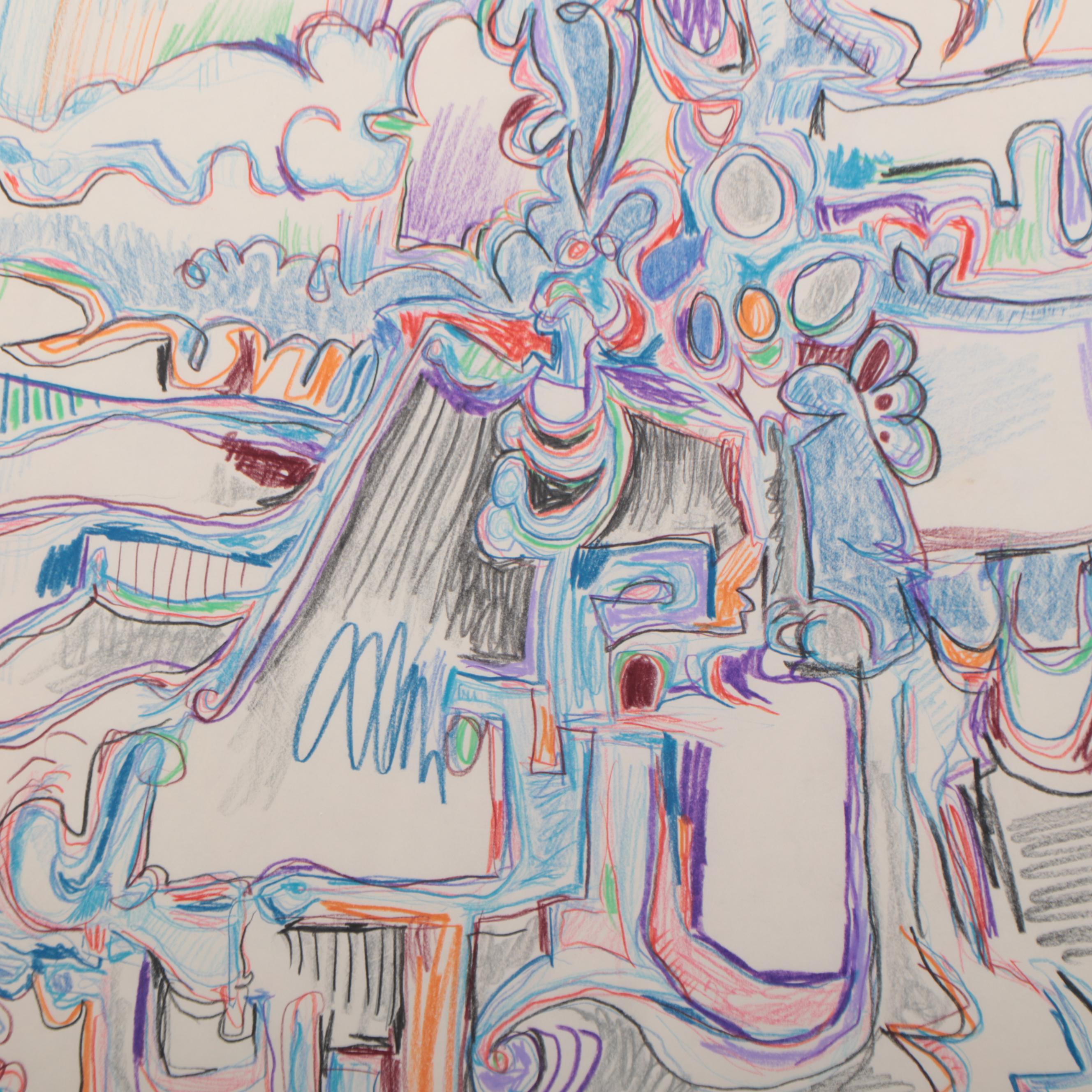 Harry Hilson Colored Pencil Drawing, 1983