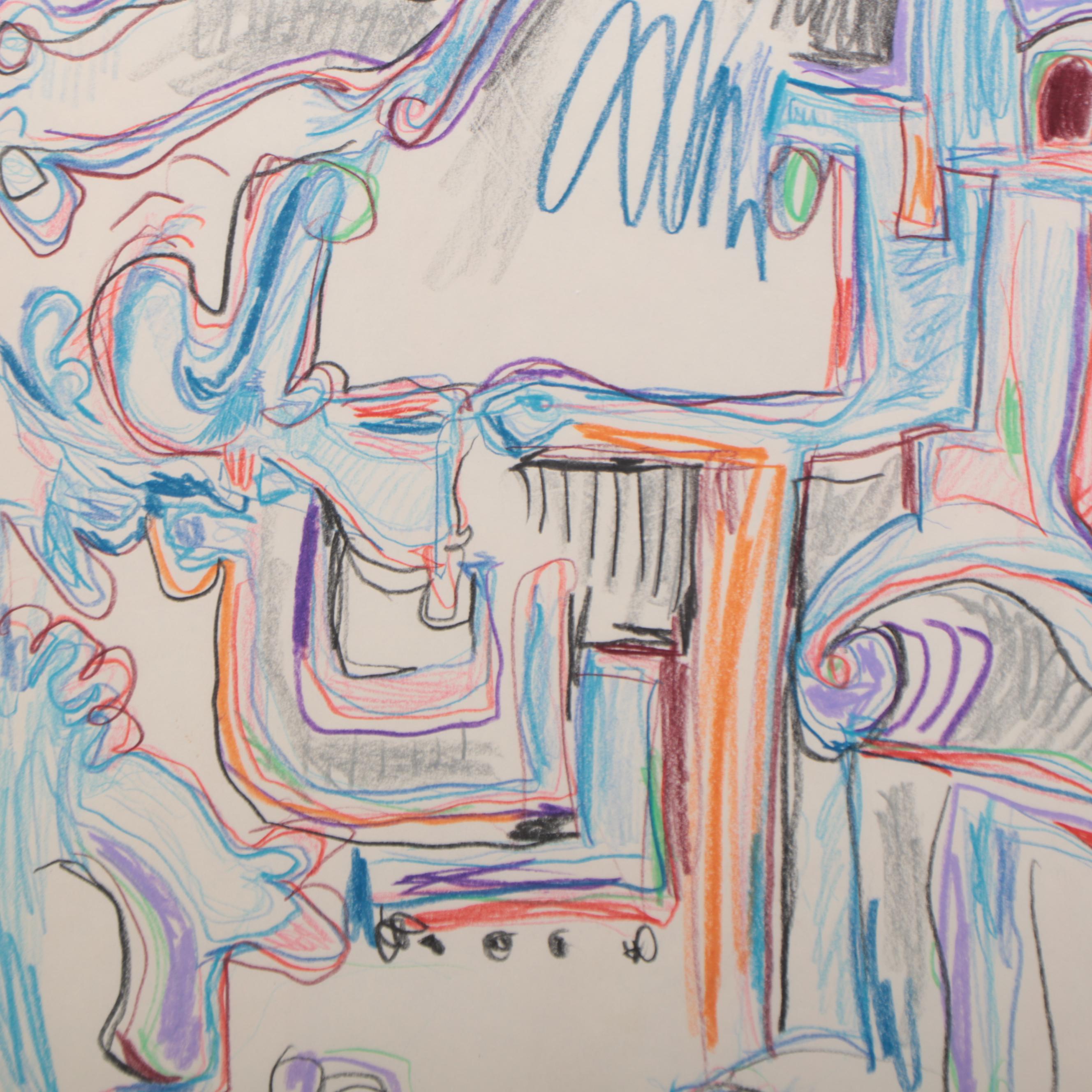 Harry Hilson Colored Pencil Drawing, 1983