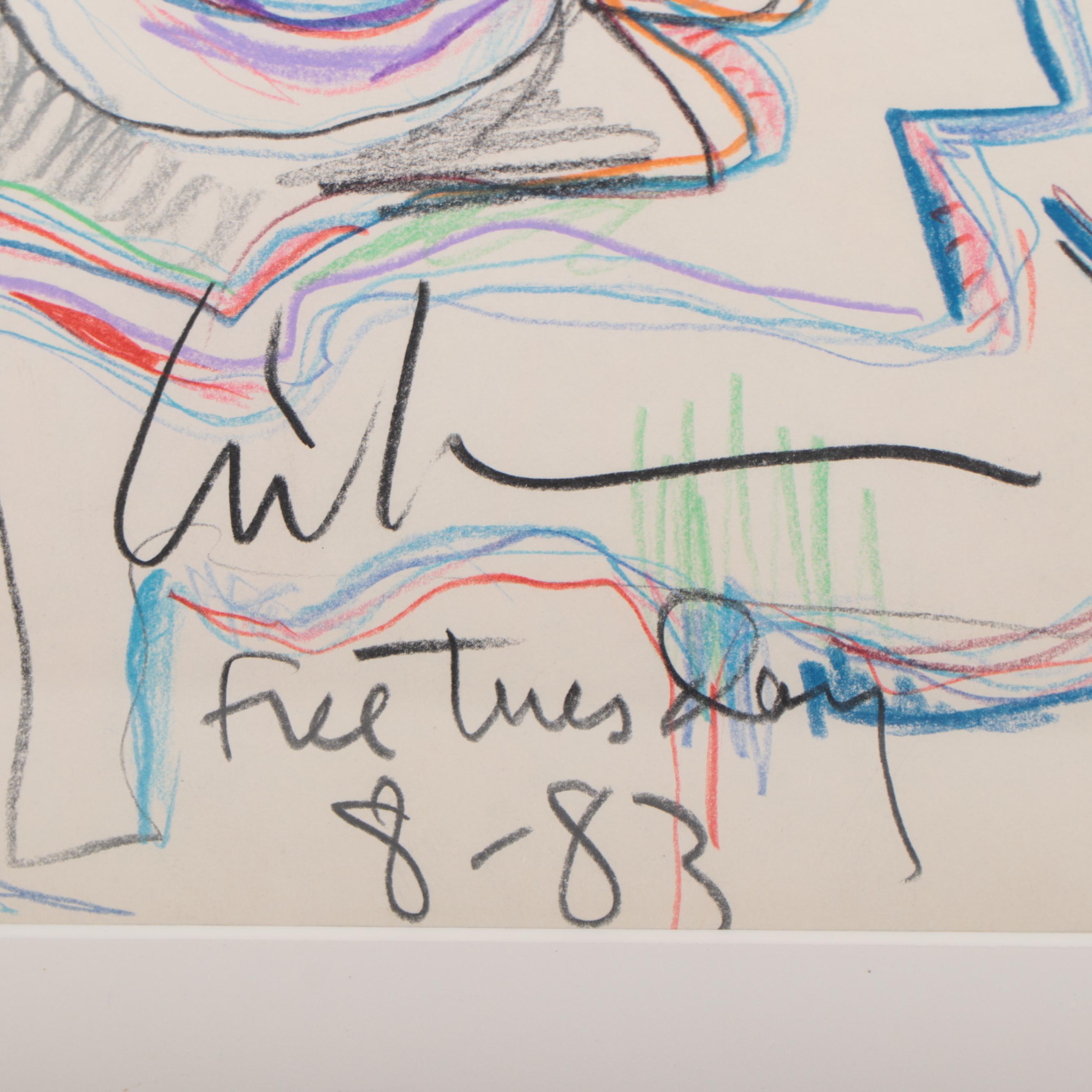 Harry Hilson Colored Pencil Drawing, 1983