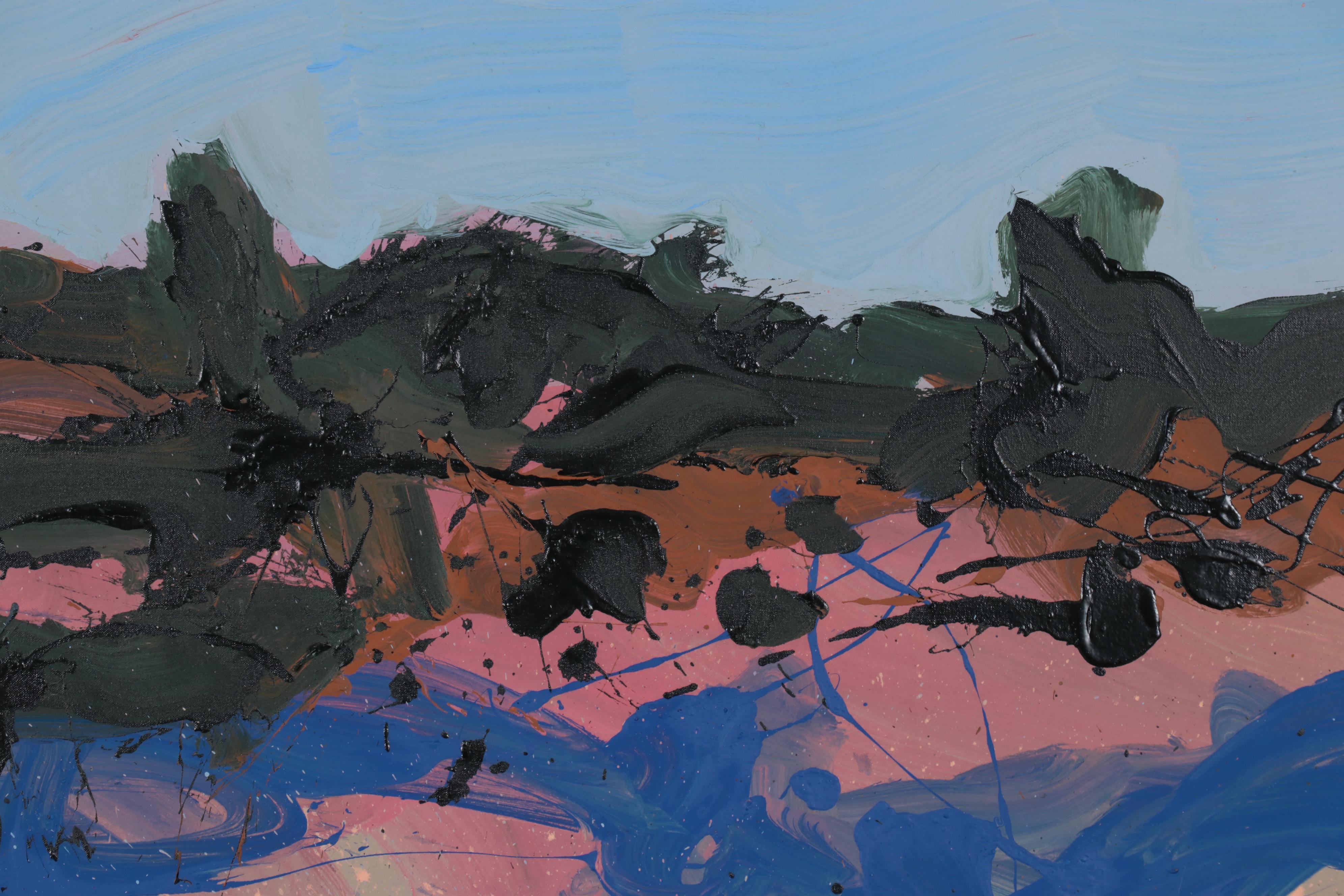 Harry Hilson Large-Scale Landscape Acrylic Painting "Pines," 1987