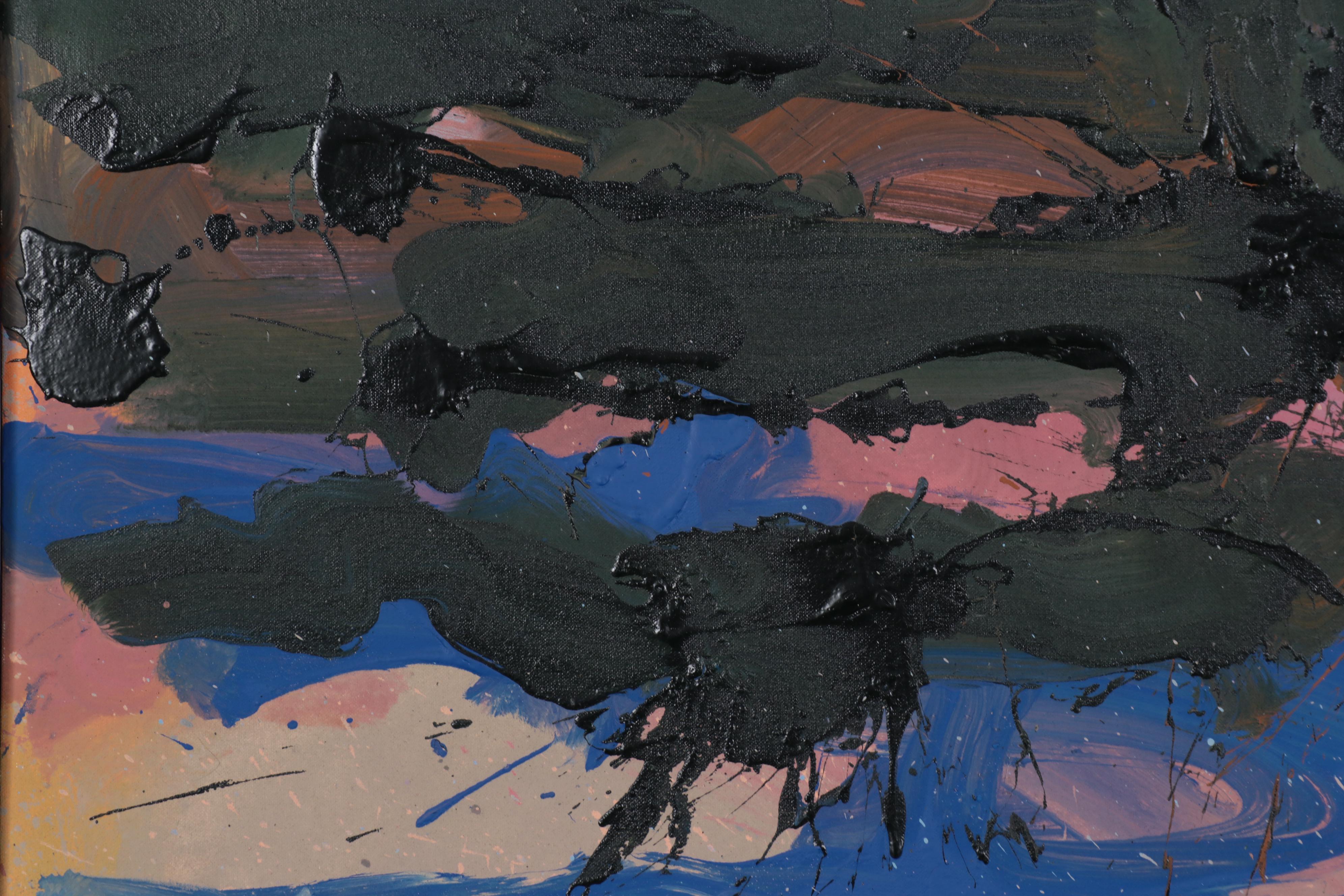 Harry Hilson Large-Scale Landscape Acrylic Painting "Pines," 1987