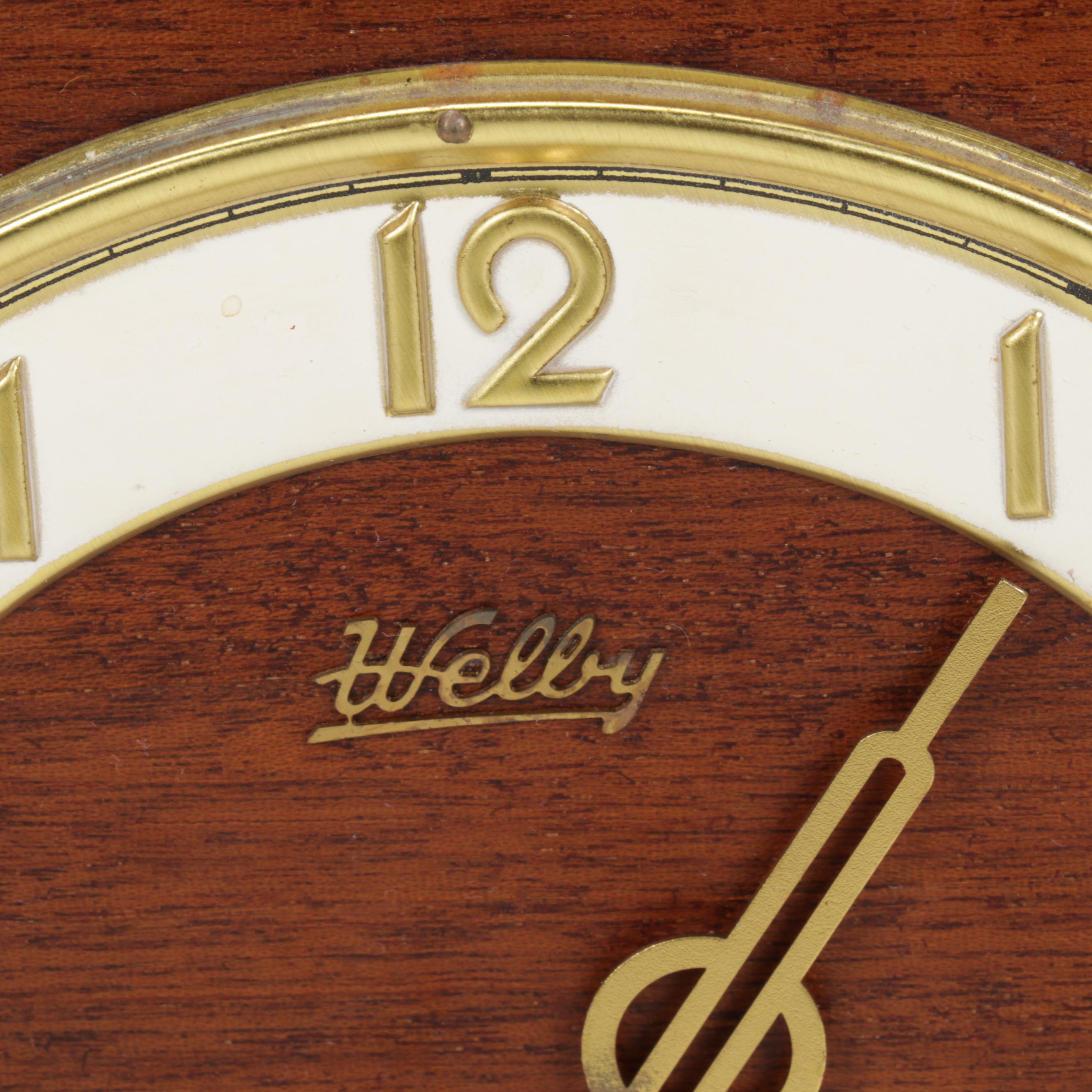 Welby Art Deco Mahogany Tambour Mantel Clock, Made in Germany, Early/Mid 20th C.