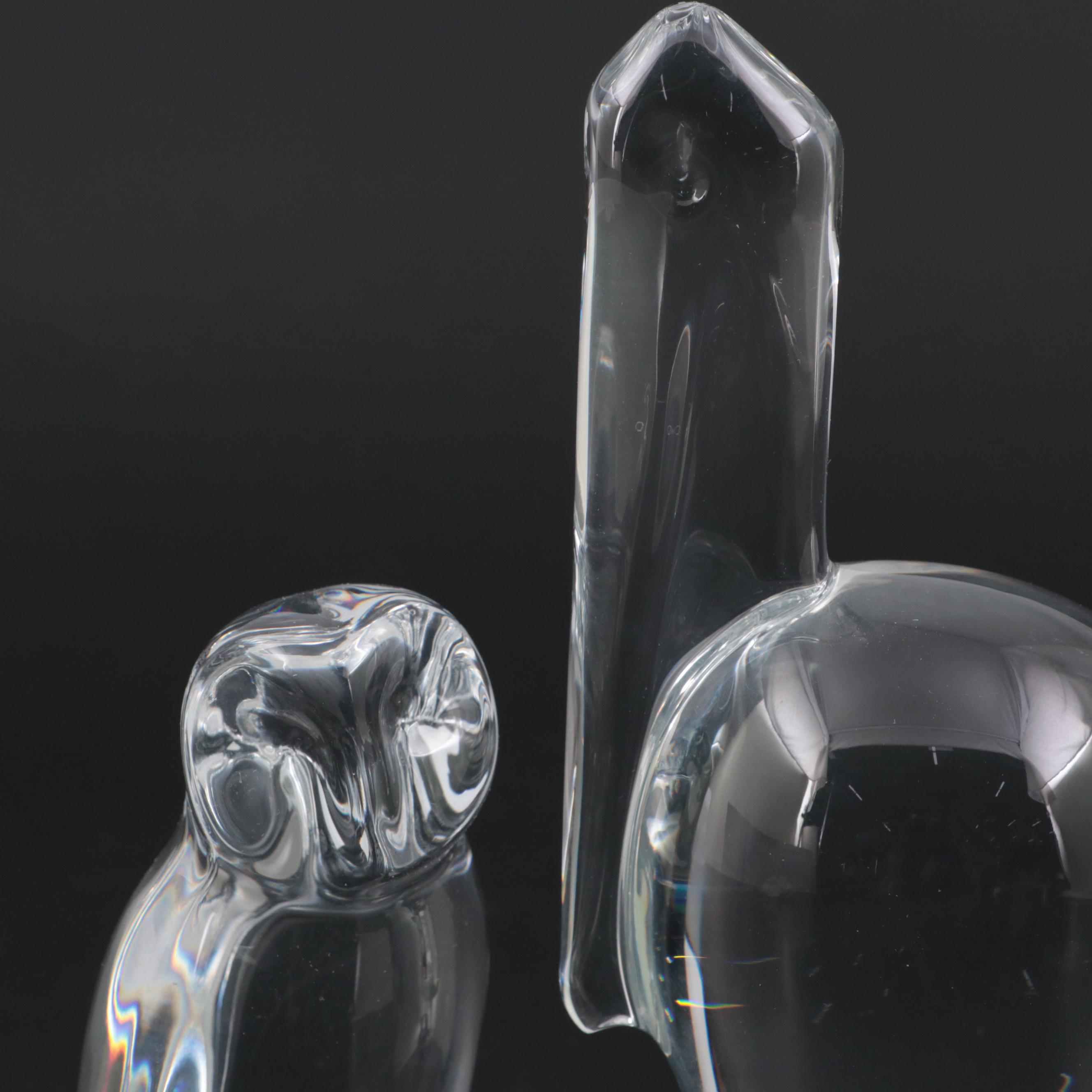 Baccarat "Pelican", "Owl" and "Turtle Dove" Crystal Figurines