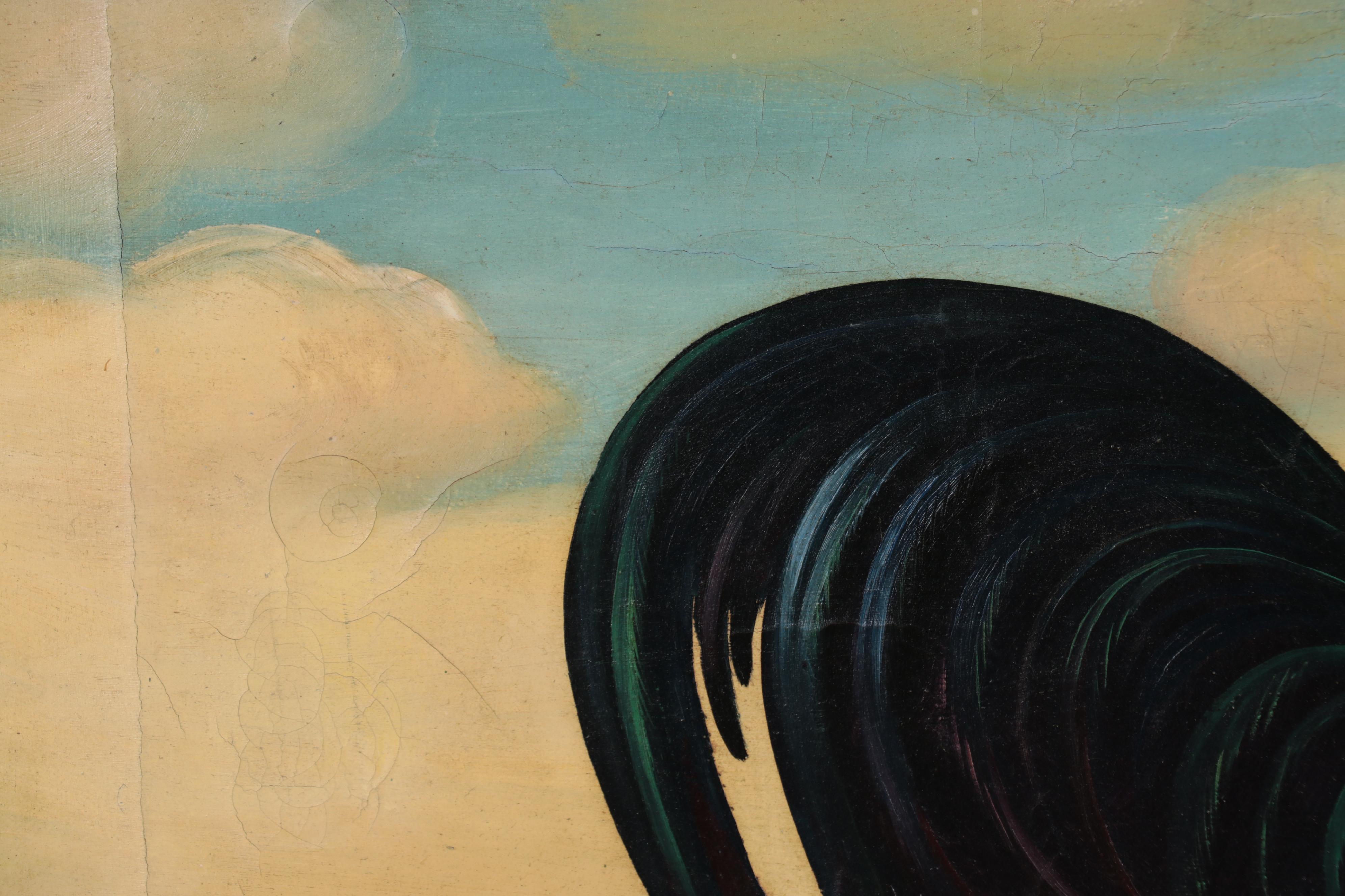 Folk Art Oil Painting of Rooster, Early 20th Century