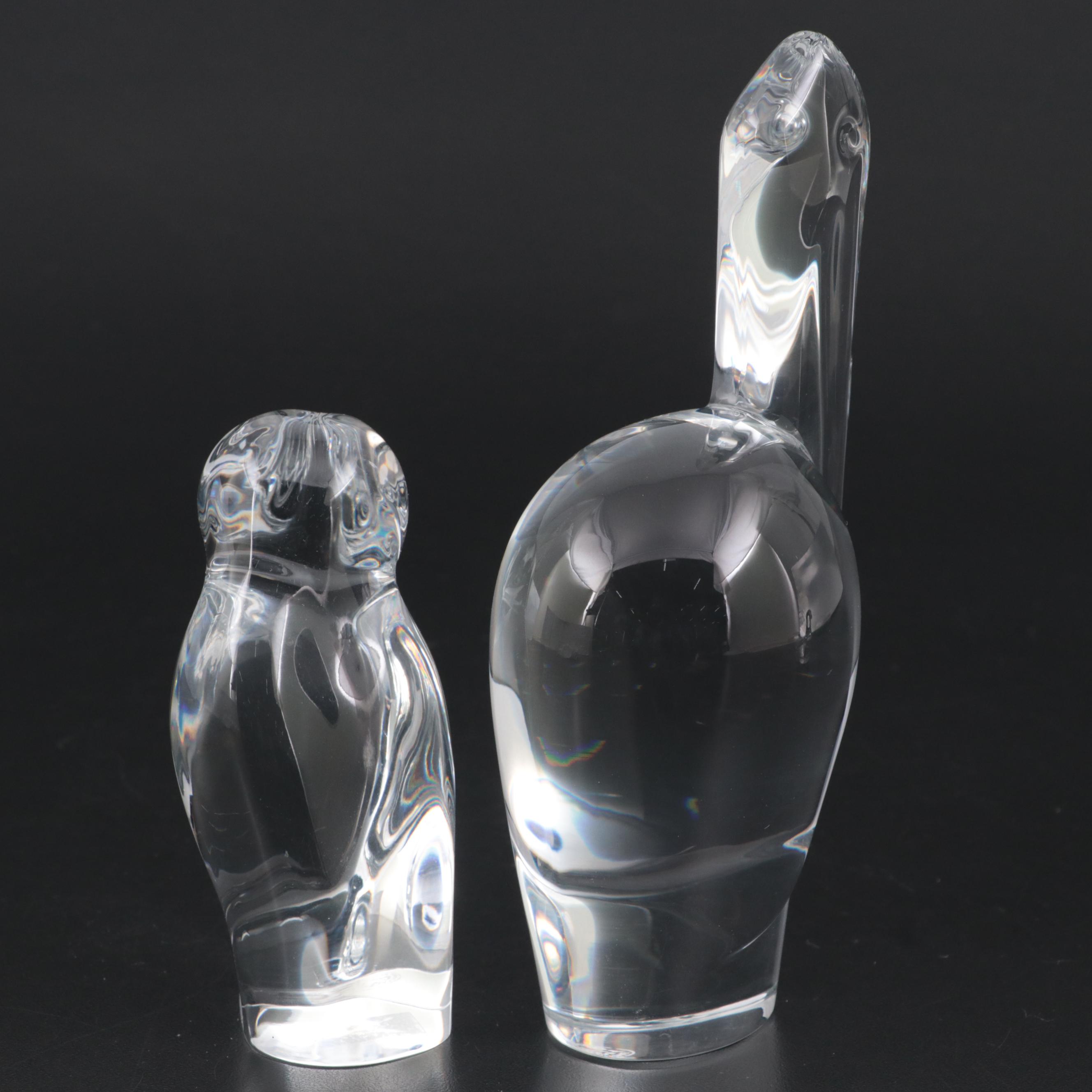 Baccarat "Pelican", "Owl" and "Turtle Dove" Crystal Figurines