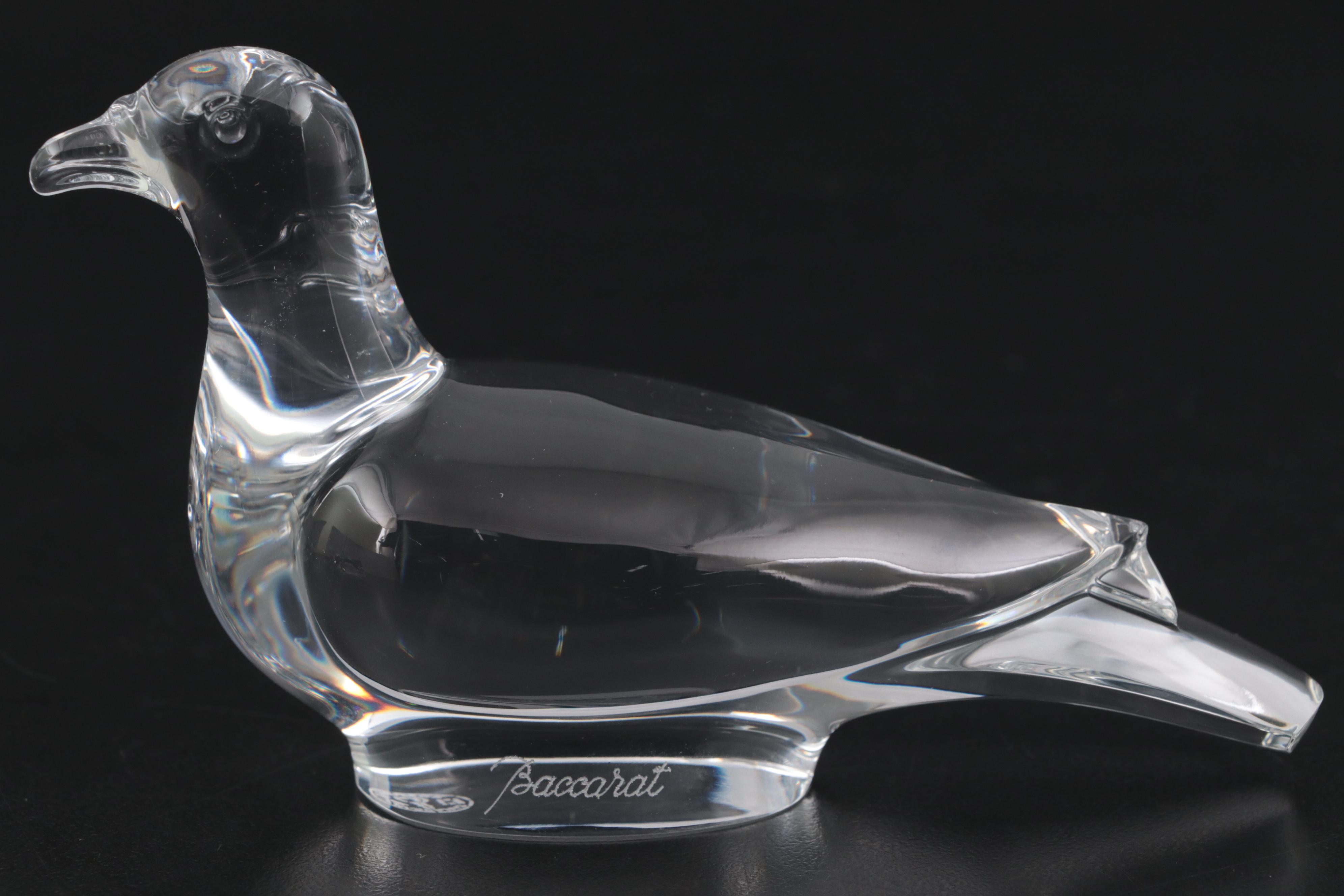 Baccarat "Pelican", "Owl" and "Turtle Dove" Crystal Figurines
