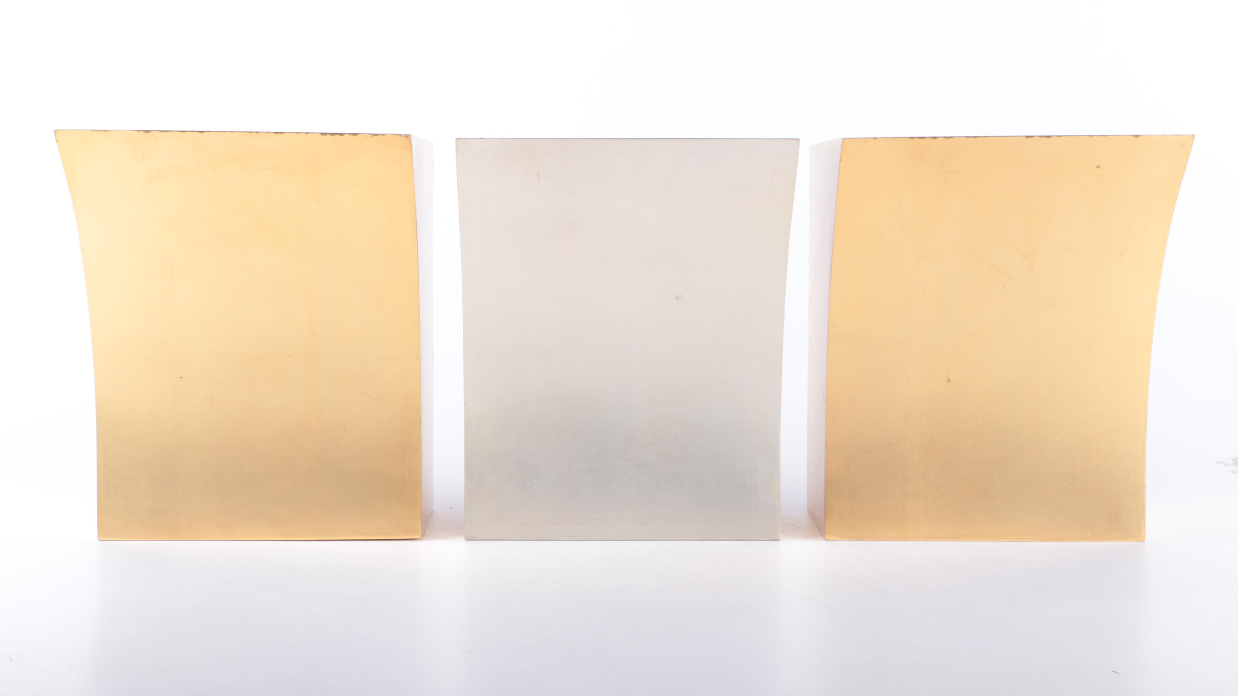 Exposures Italian Modernist Style Gilt and Silverleaf Wood Wall Shelves