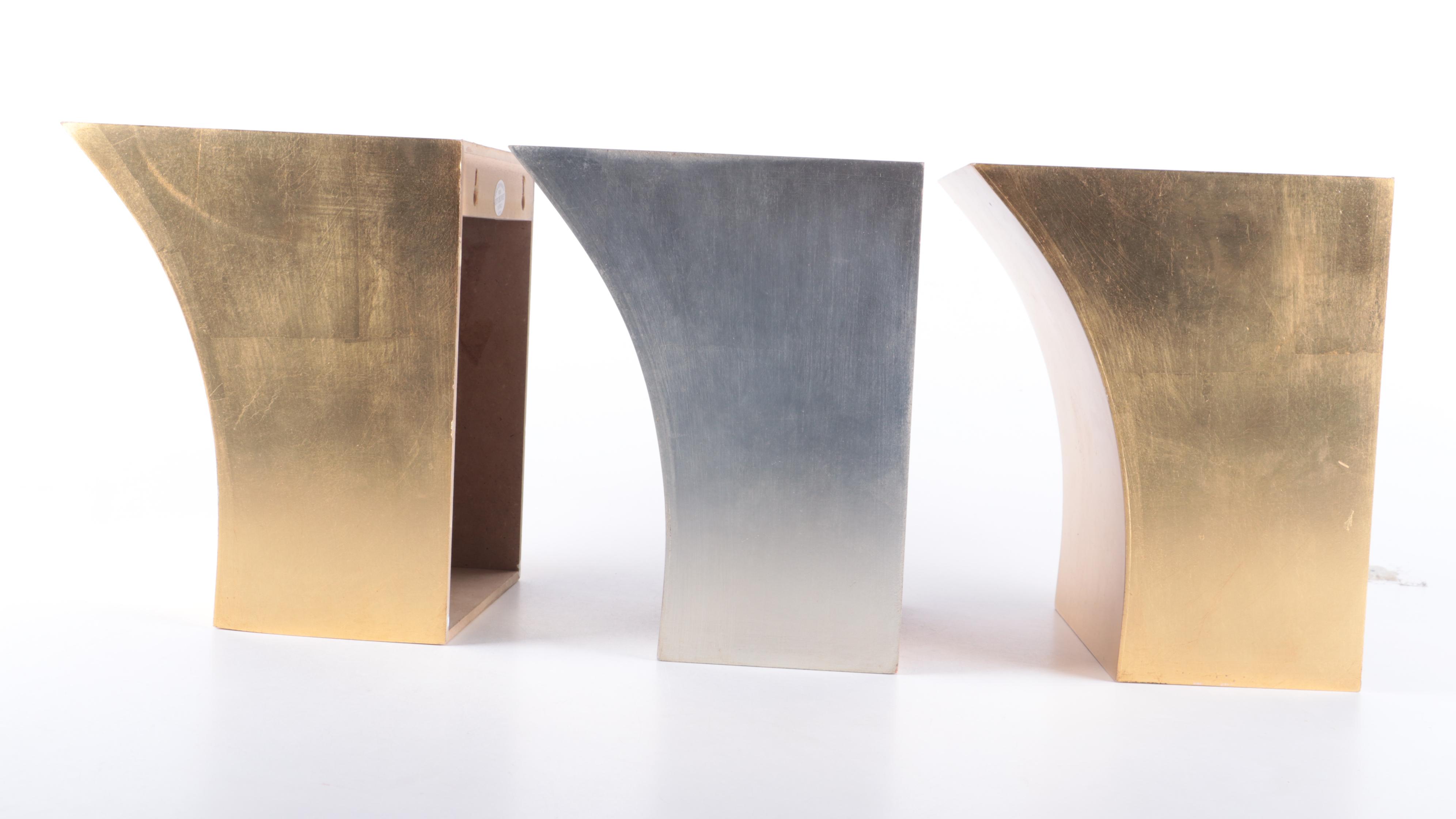 Exposures Italian Modernist Style Gilt and Silverleaf Wood Wall Shelves