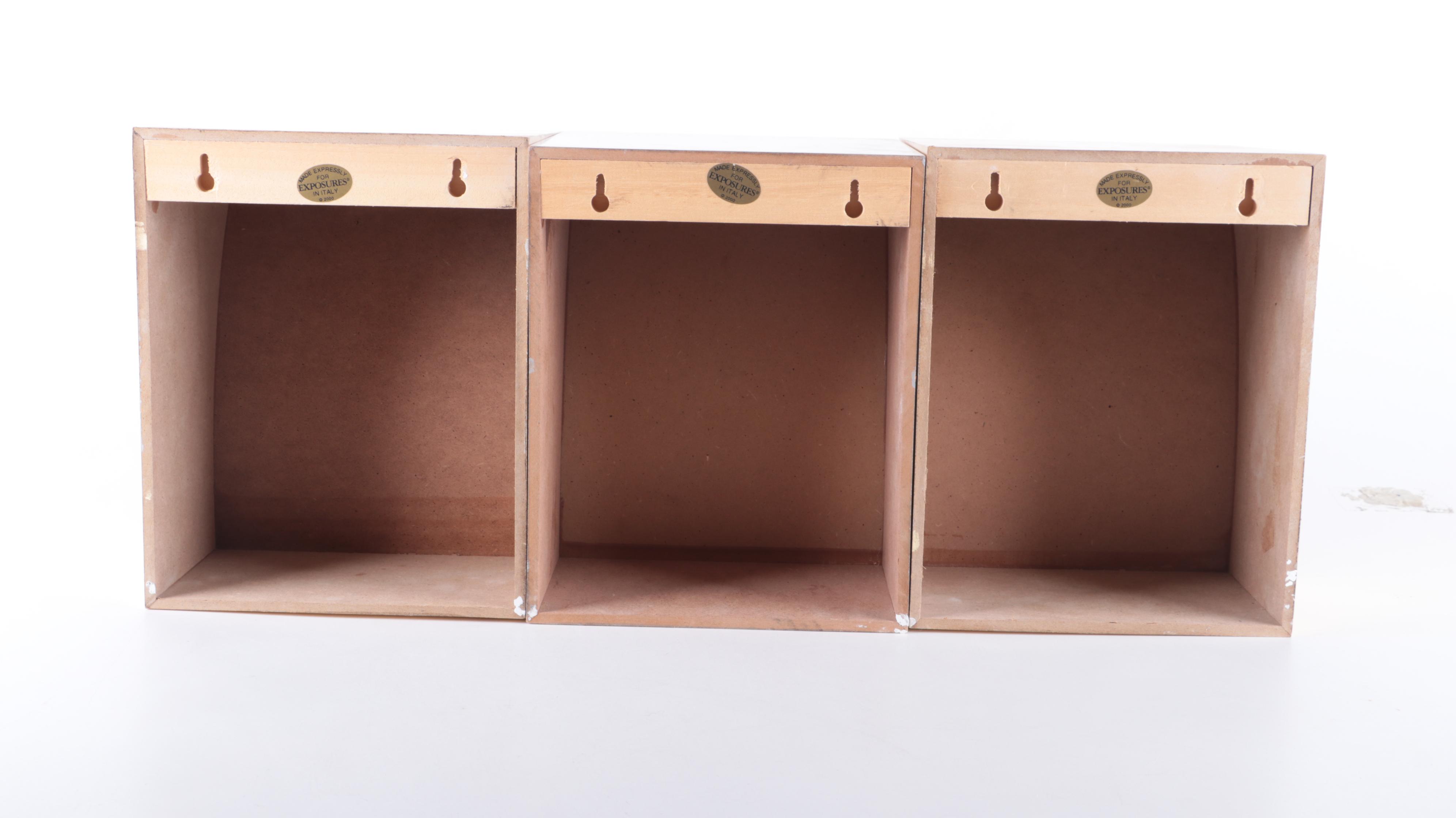 Exposures Italian Modernist Style Gilt and Silverleaf Wood Wall Shelves