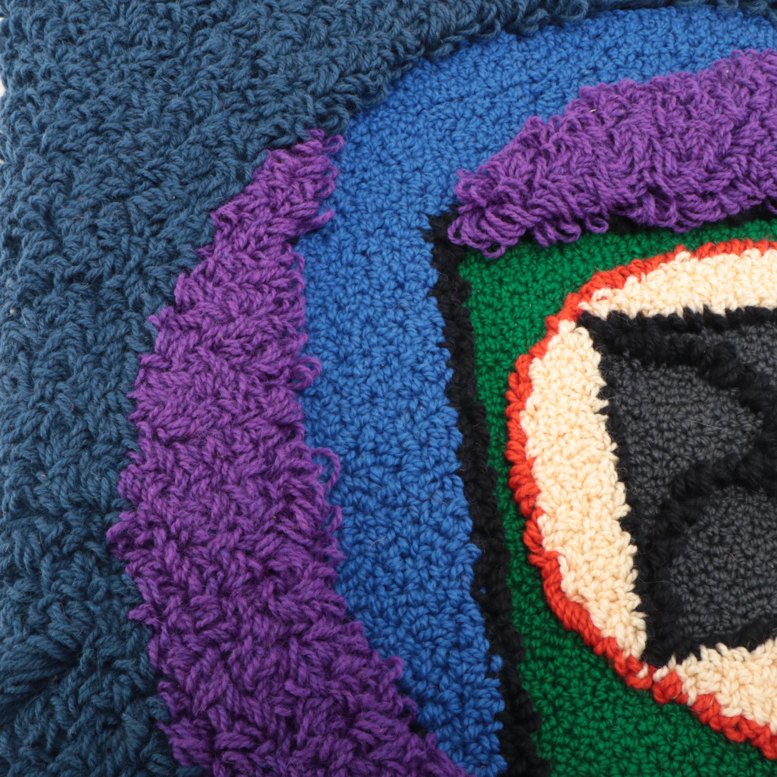 Harry Hilson Abstract Hooked Wool Wall Hanging, 1975