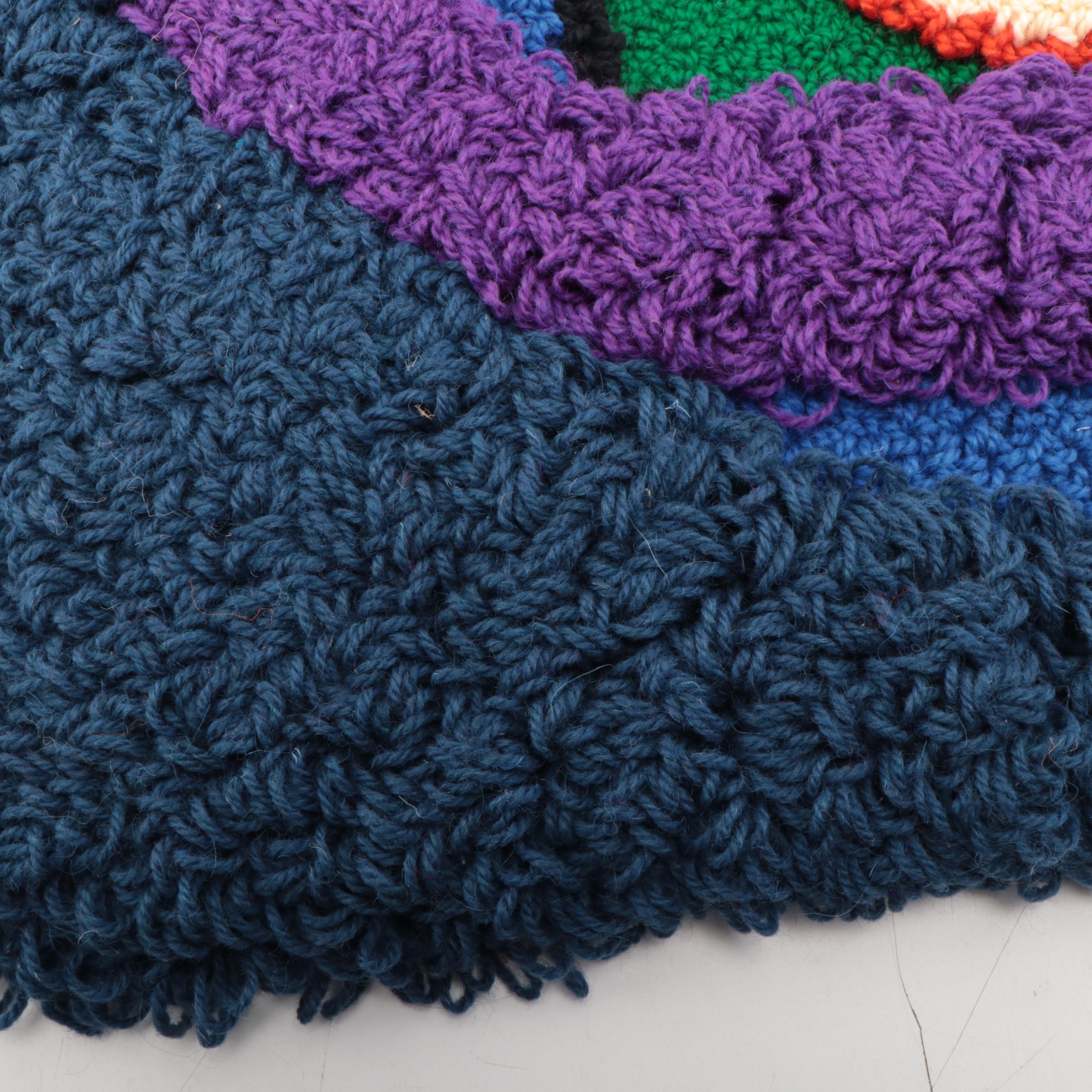 Harry Hilson Abstract Hooked Wool Wall Hanging, 1975