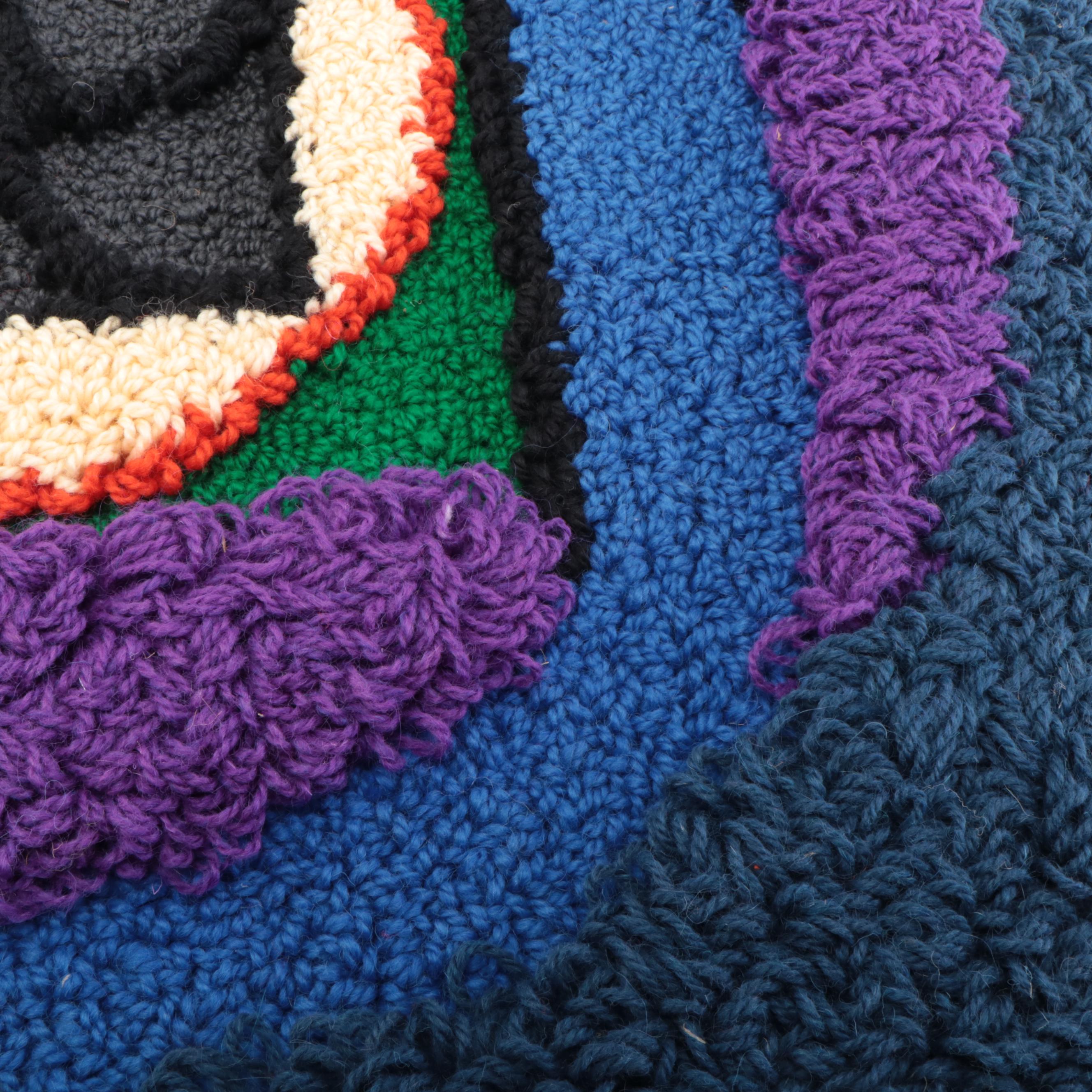 Harry Hilson Abstract Hooked Wool Wall Hanging, 1975