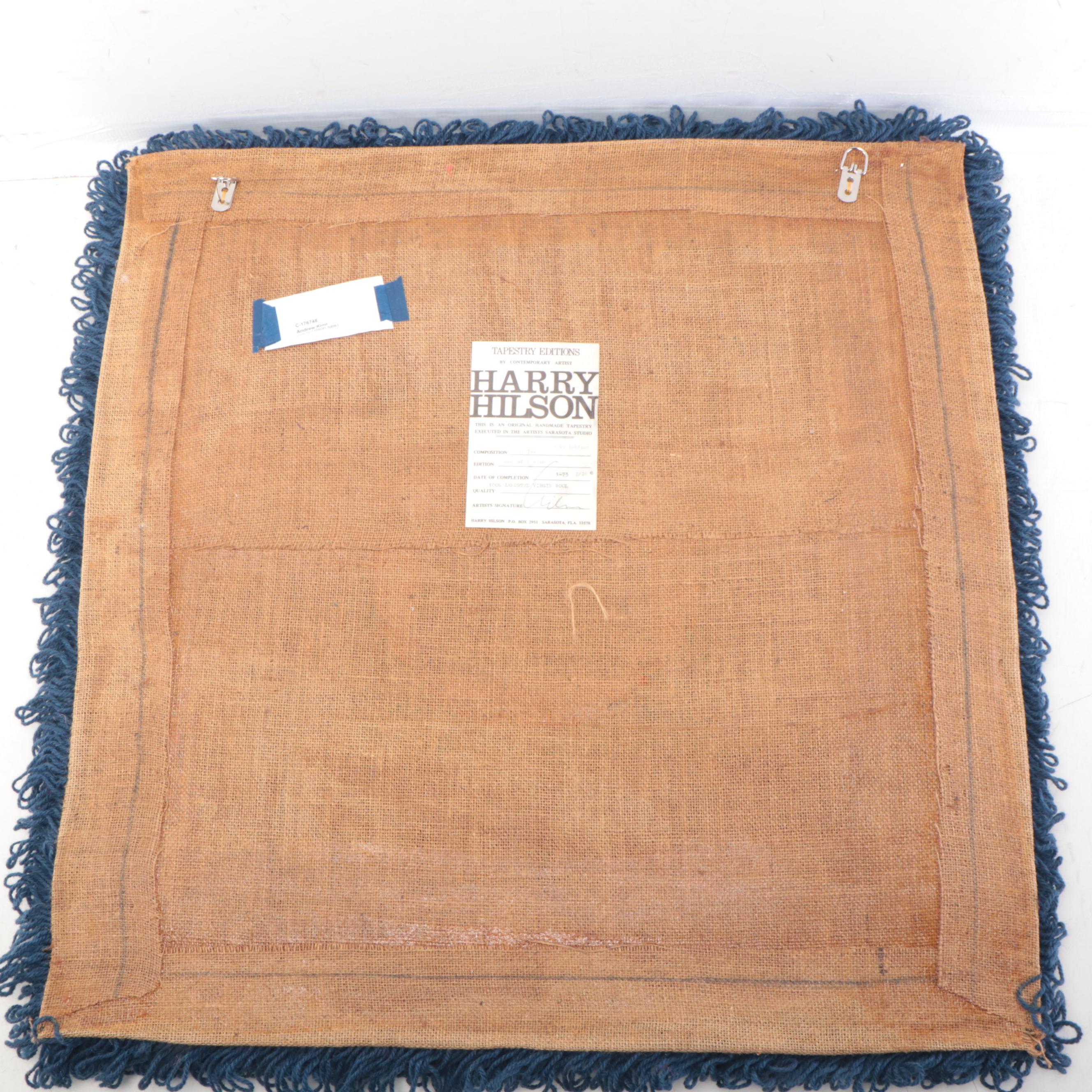 Harry Hilson Abstract Hooked Wool Wall Hanging, 1975