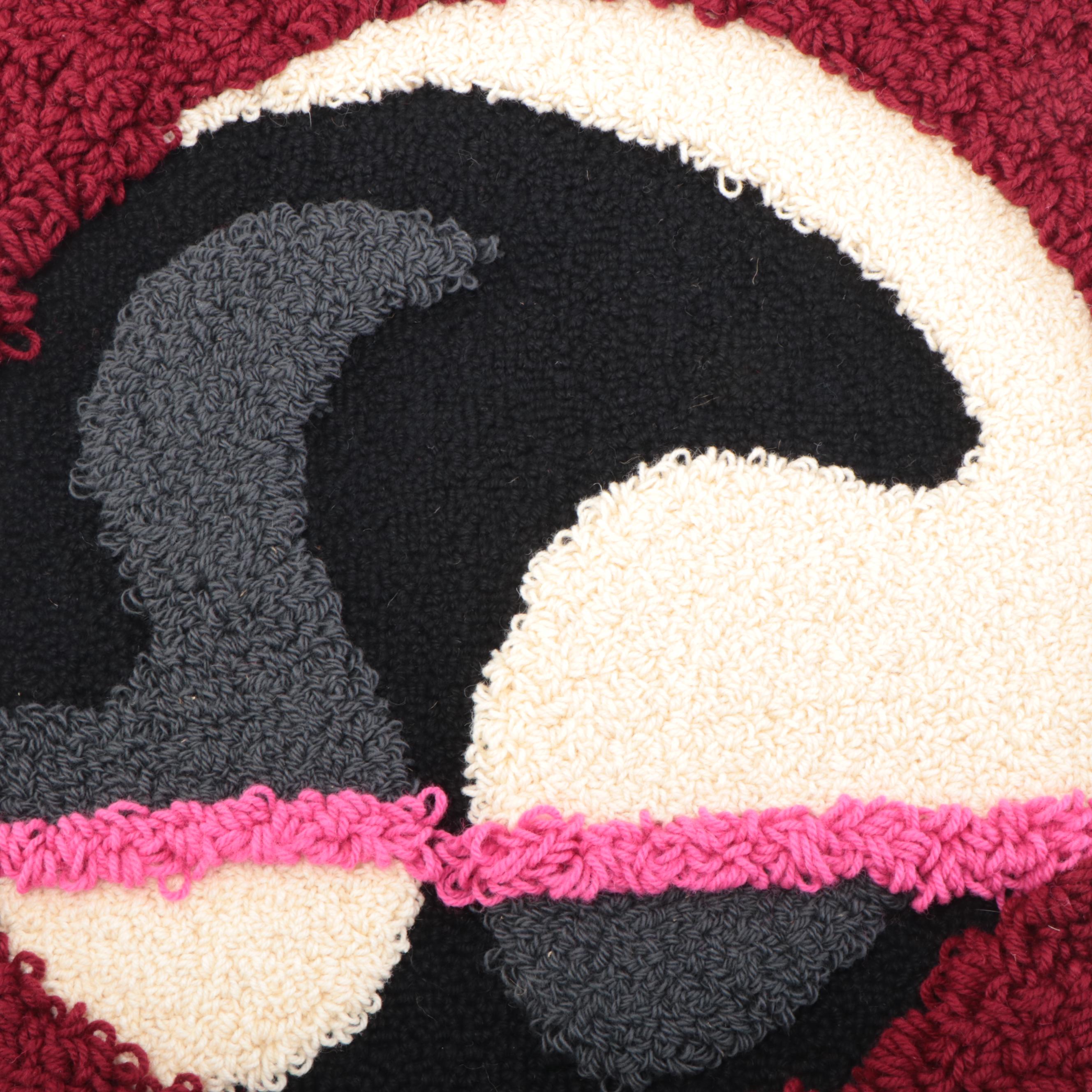 Harry Hilson Abstract Hooked Wool Wall Hanging, 1976