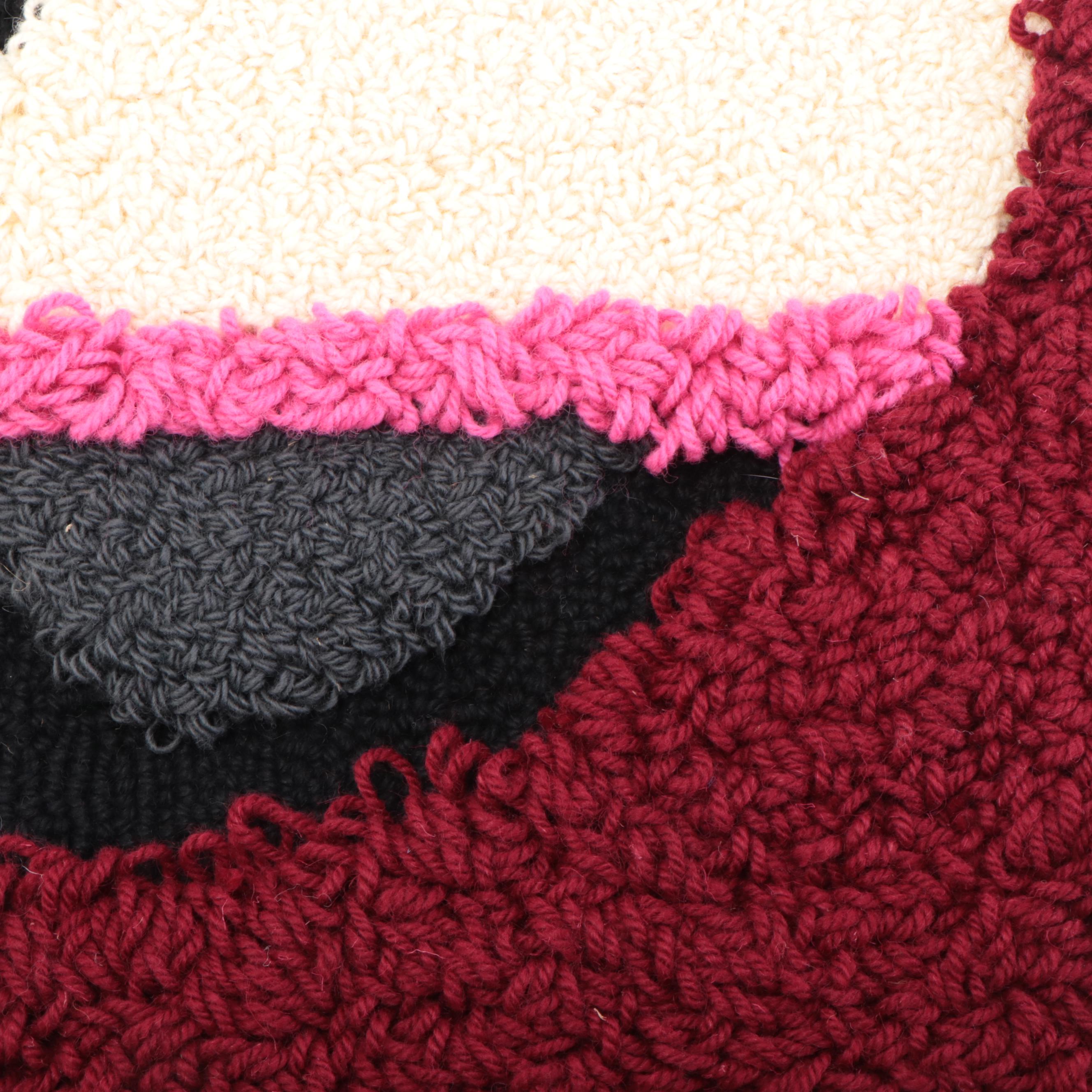 Harry Hilson Abstract Hooked Wool Wall Hanging, 1976