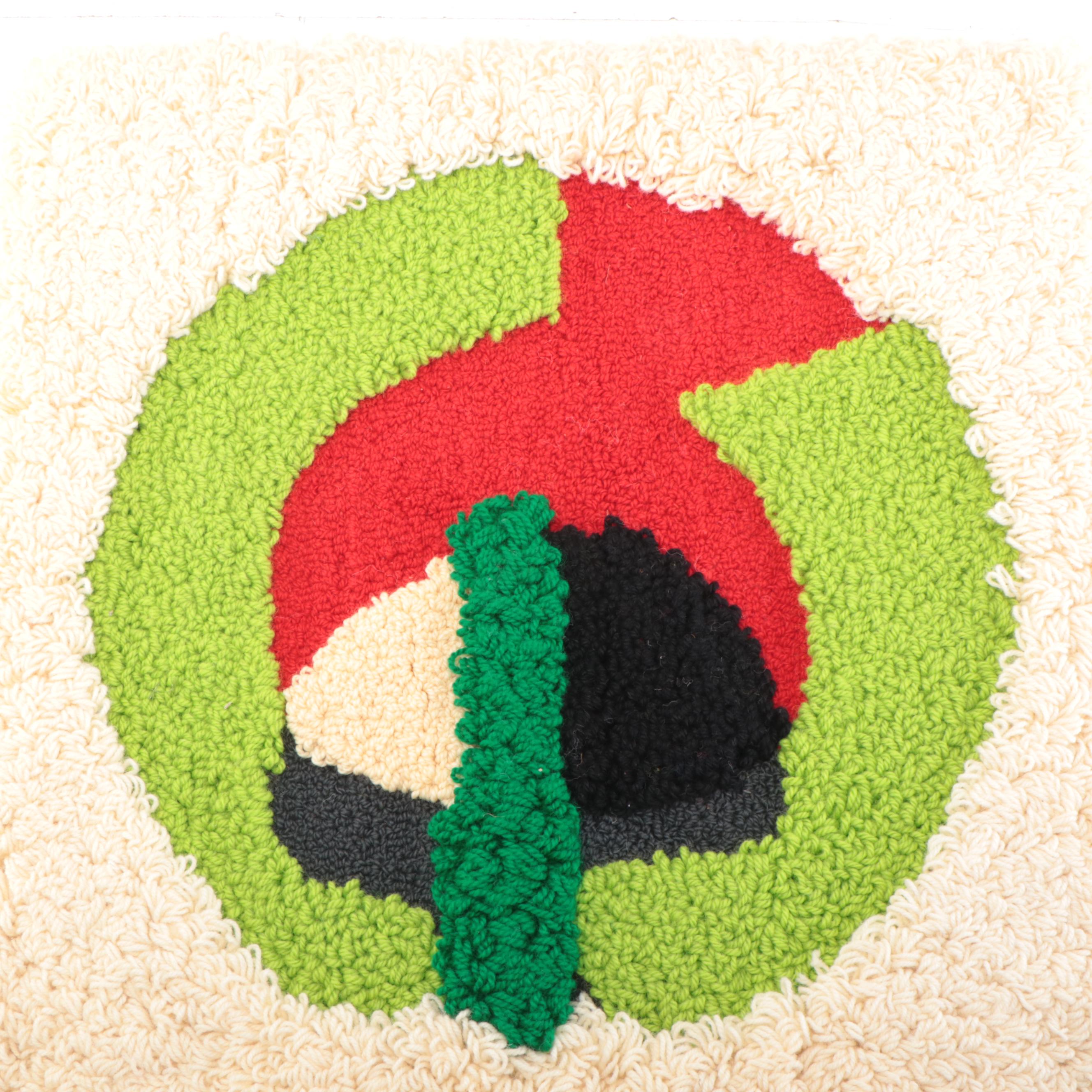 Harry Hilson Abstract Hooked Wool Wall Hanging, 1976