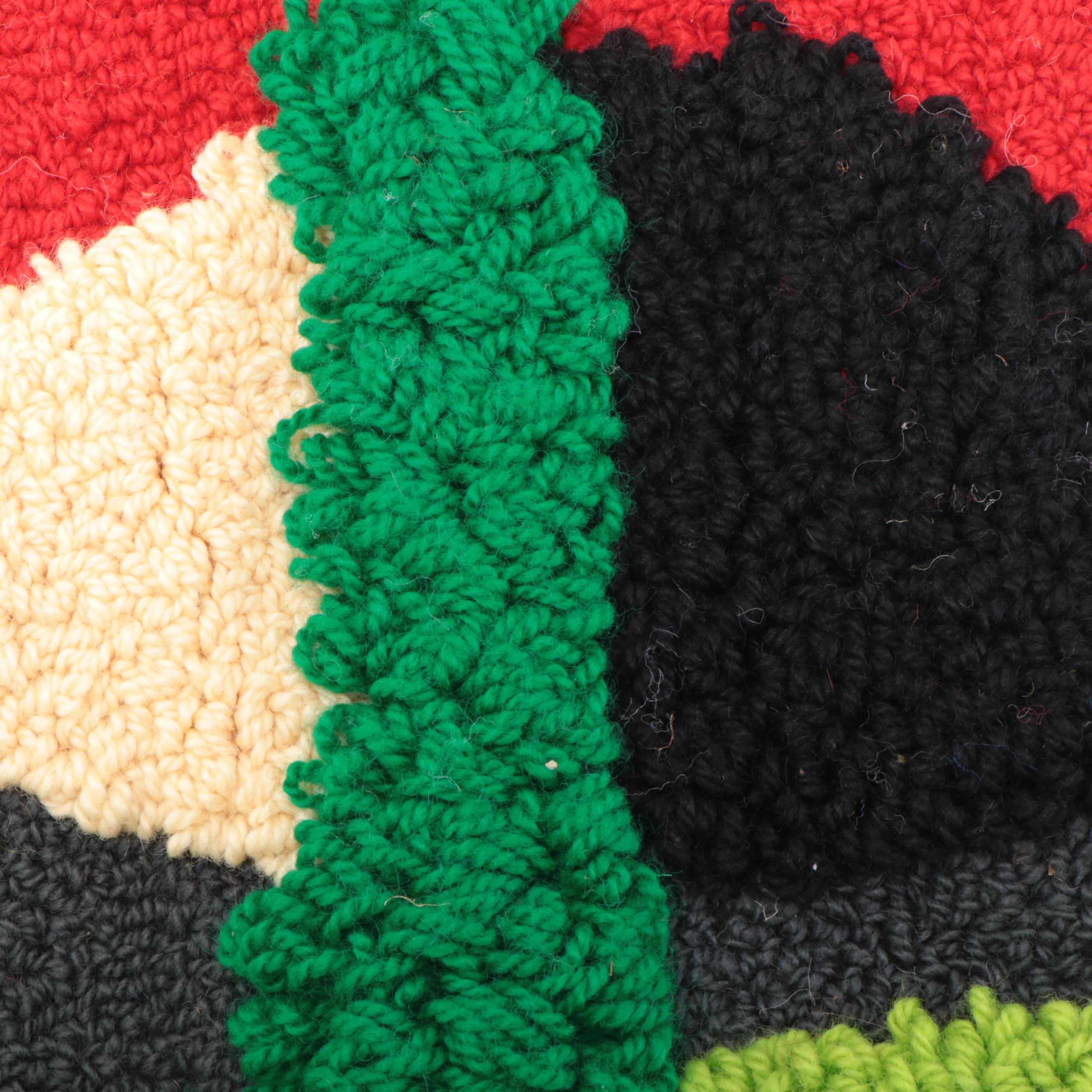 Harry Hilson Abstract Hooked Wool Wall Hanging, 1976