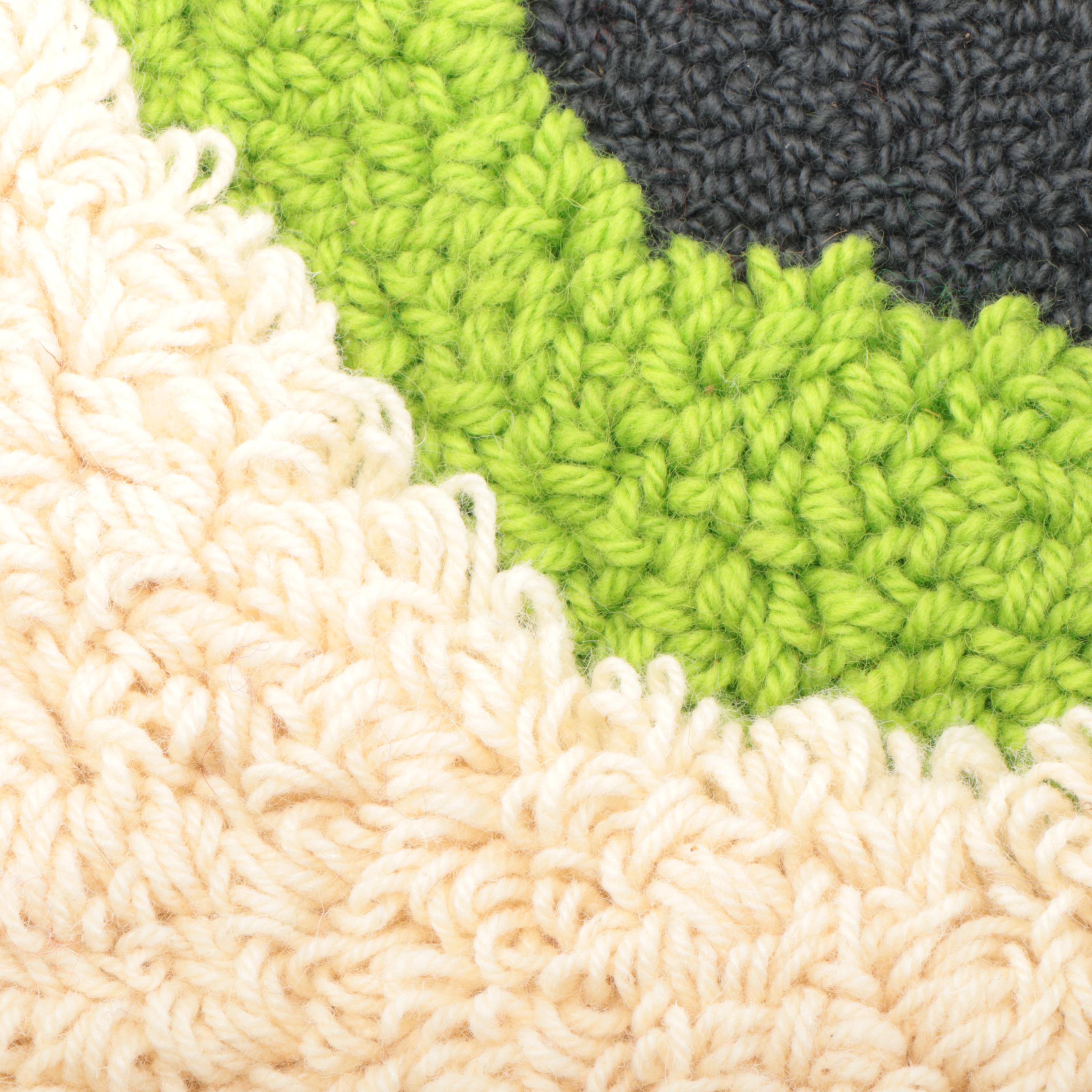 Harry Hilson Abstract Hooked Wool Wall Hanging, 1976