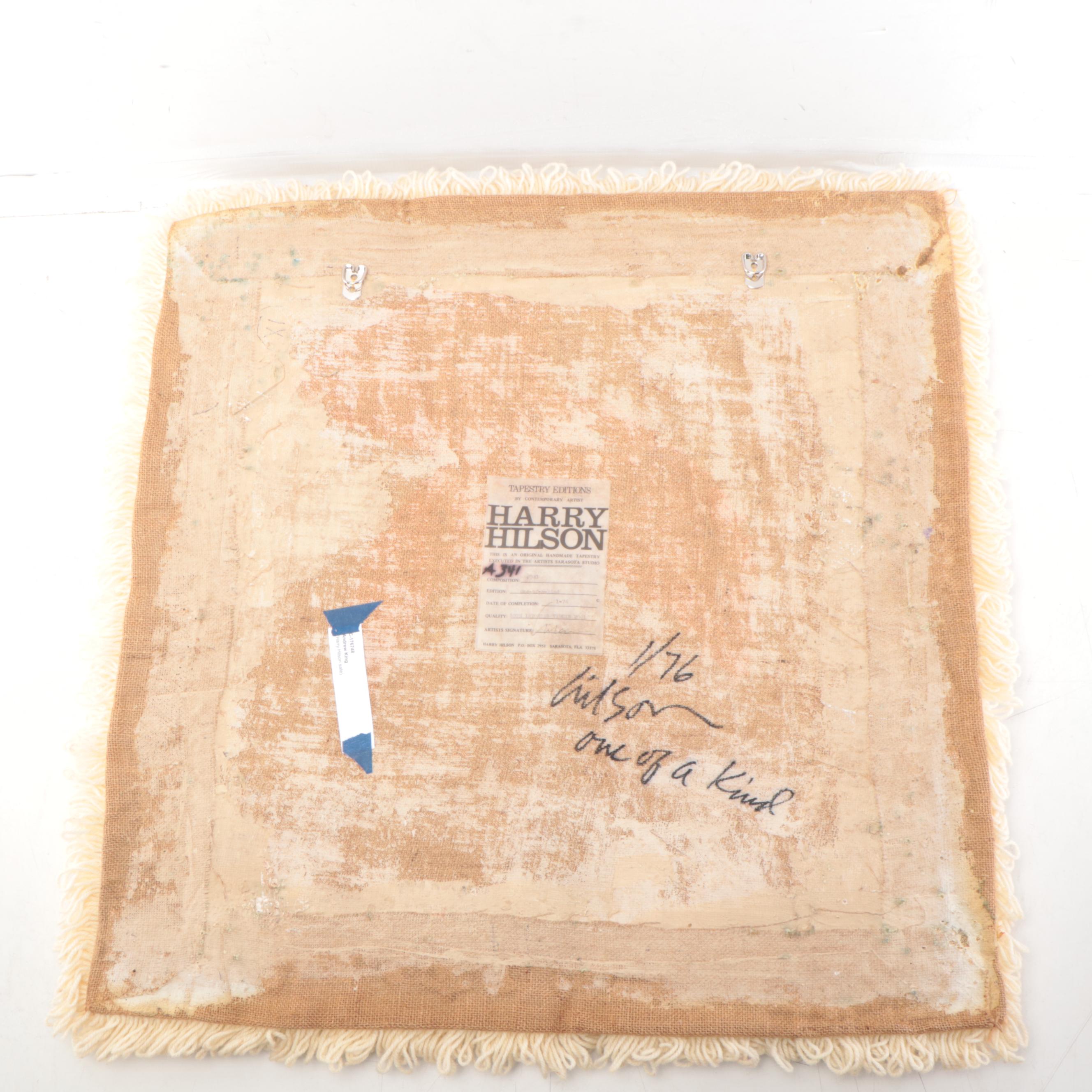 Harry Hilson Abstract Hooked Wool Wall Hanging, 1976