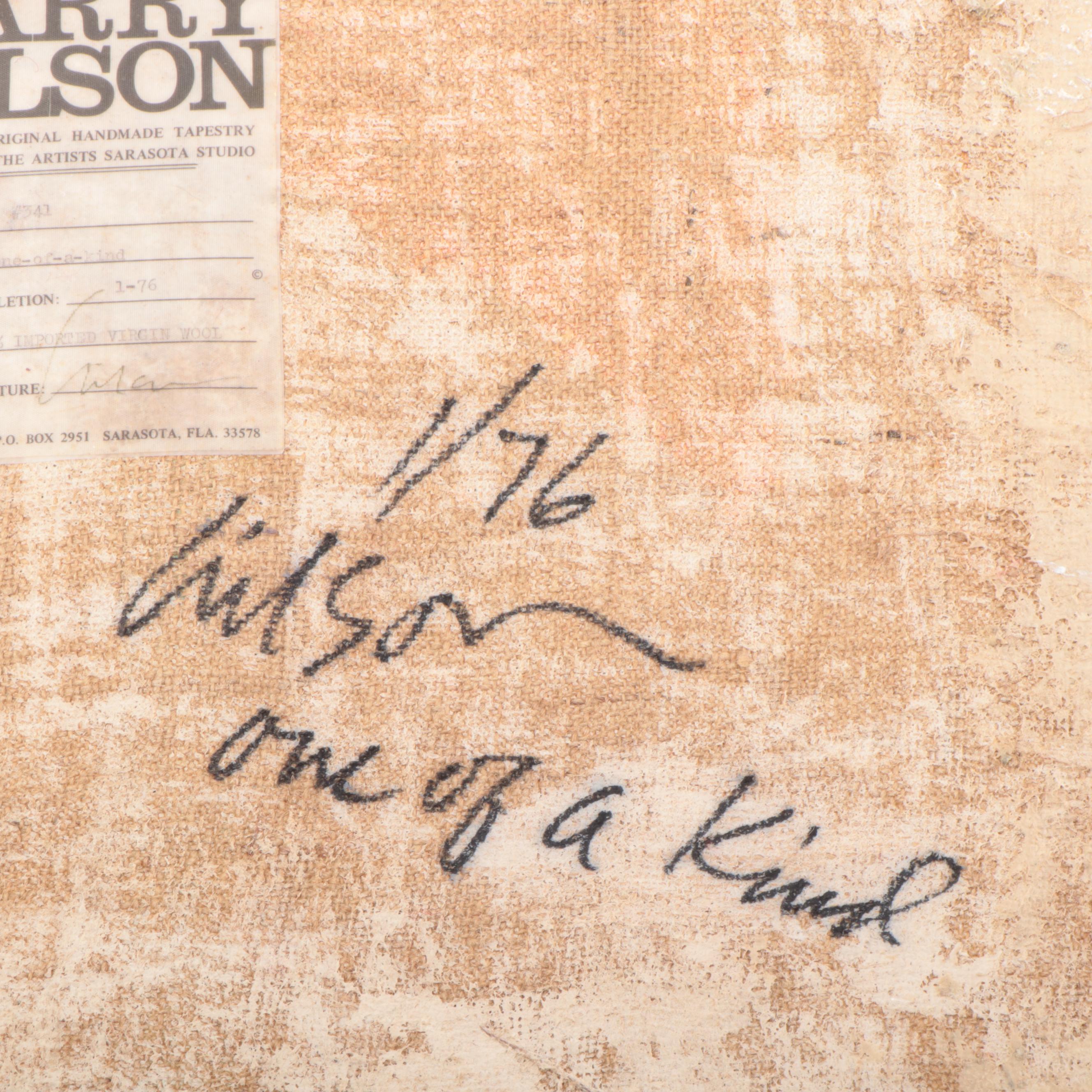 Harry Hilson Abstract Hooked Wool Wall Hanging, 1976