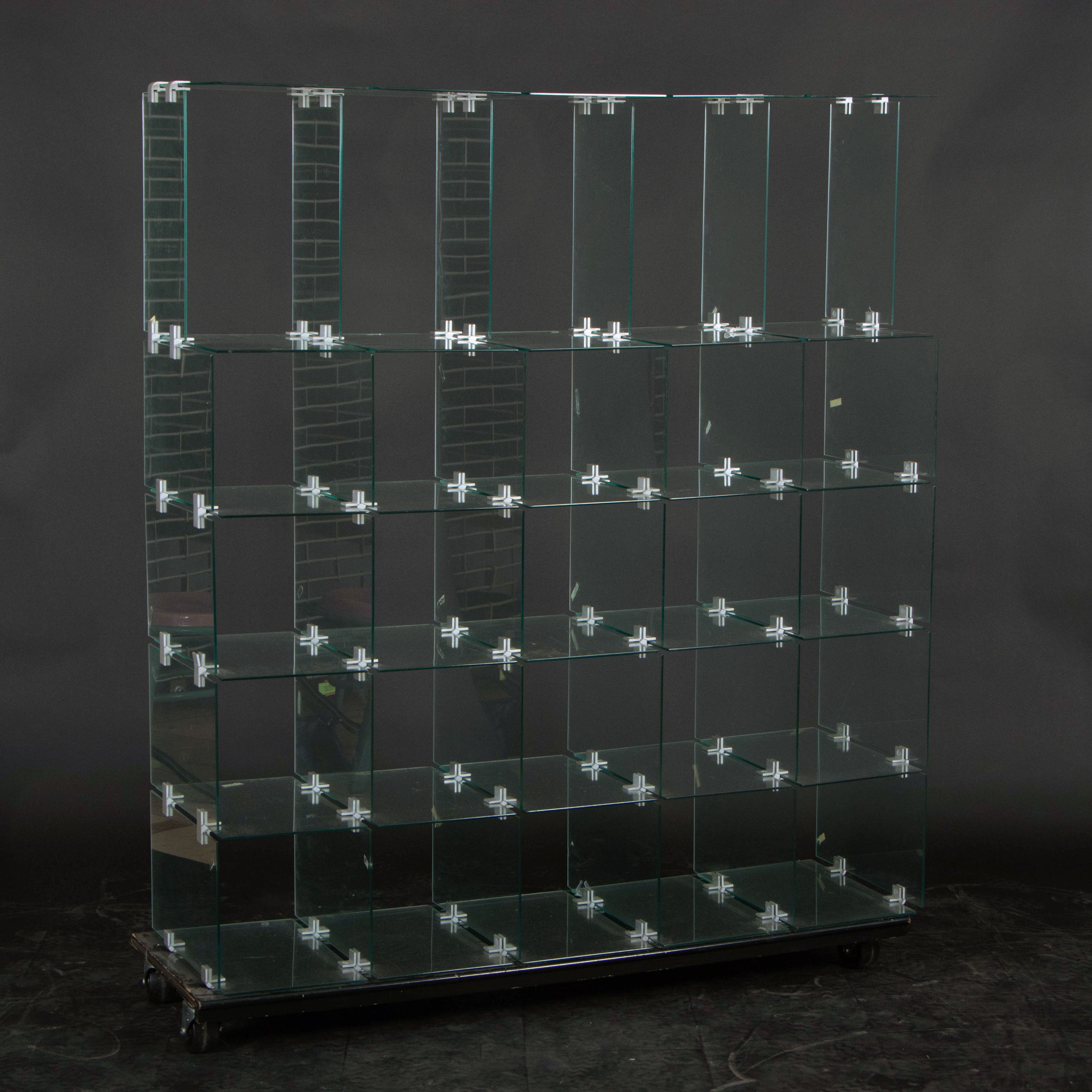 Mobile Tempered Glass Modular Shelves