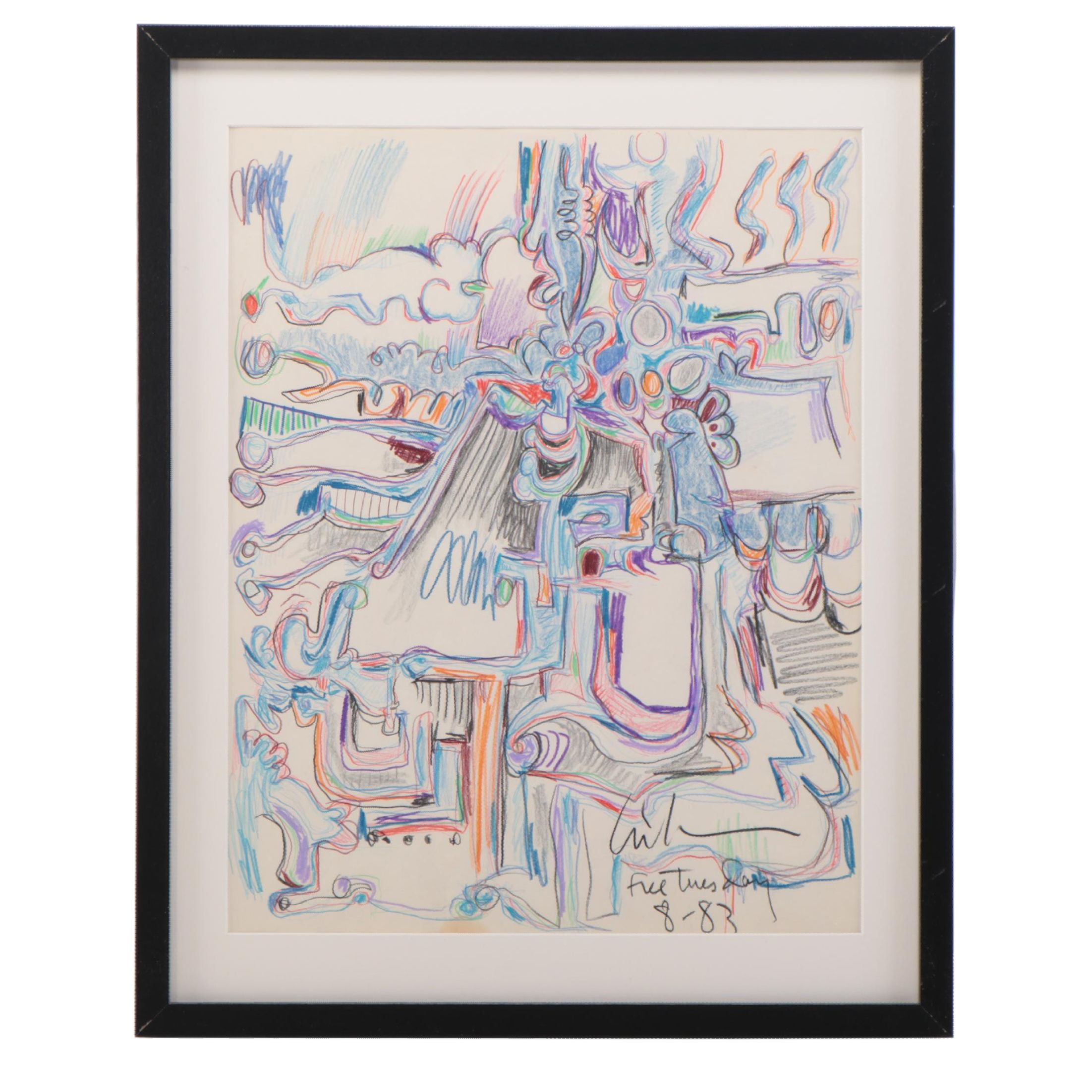 Harry Hilson Colored Pencil Drawing, 1983