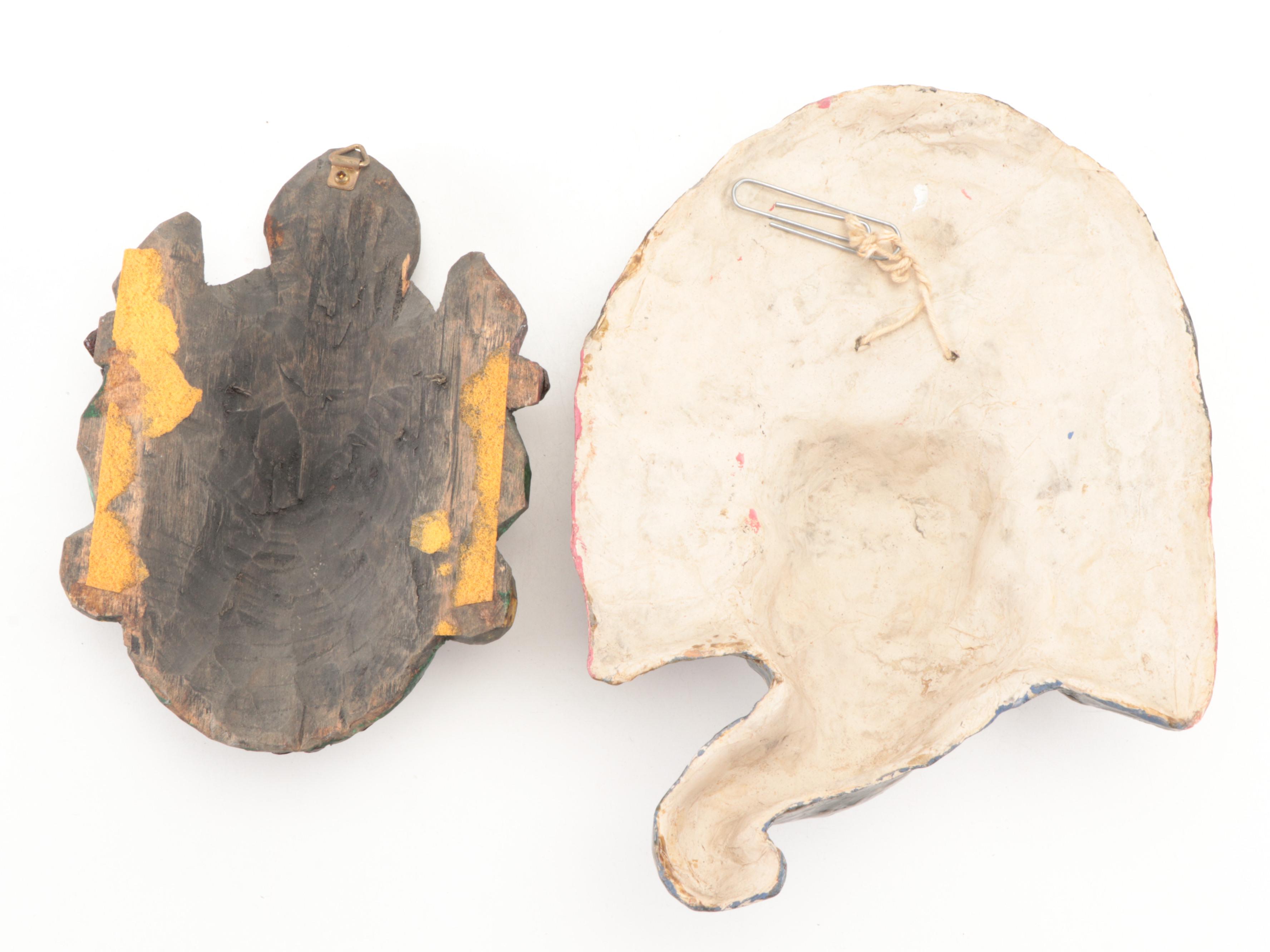 Southeast Asian Papier-Mâché and Wood Mahakala and Ganesha Miniature Masks