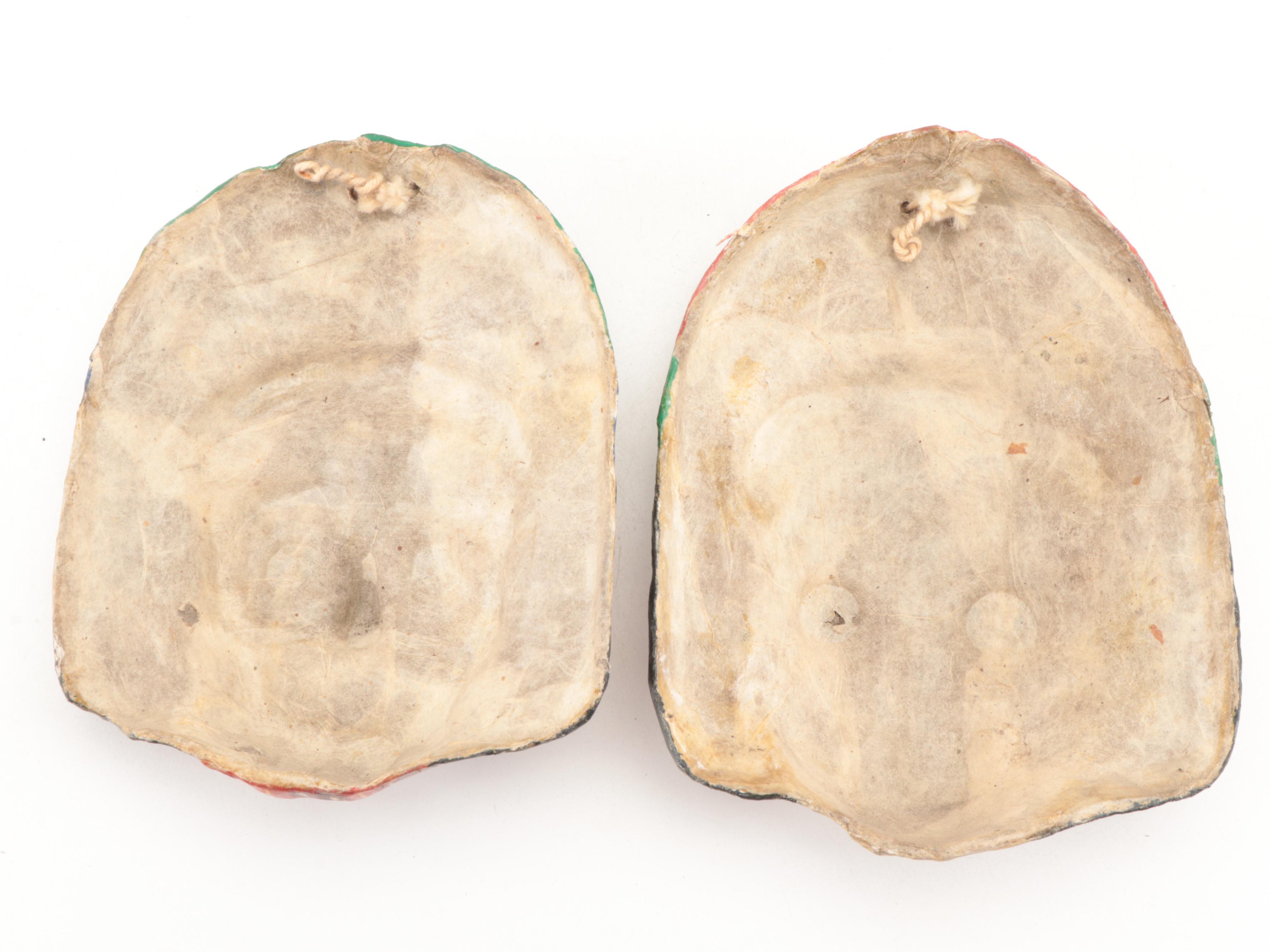 Southeast Asian Papier-Mâché and Wood Mahakala and Ganesha Miniature Masks