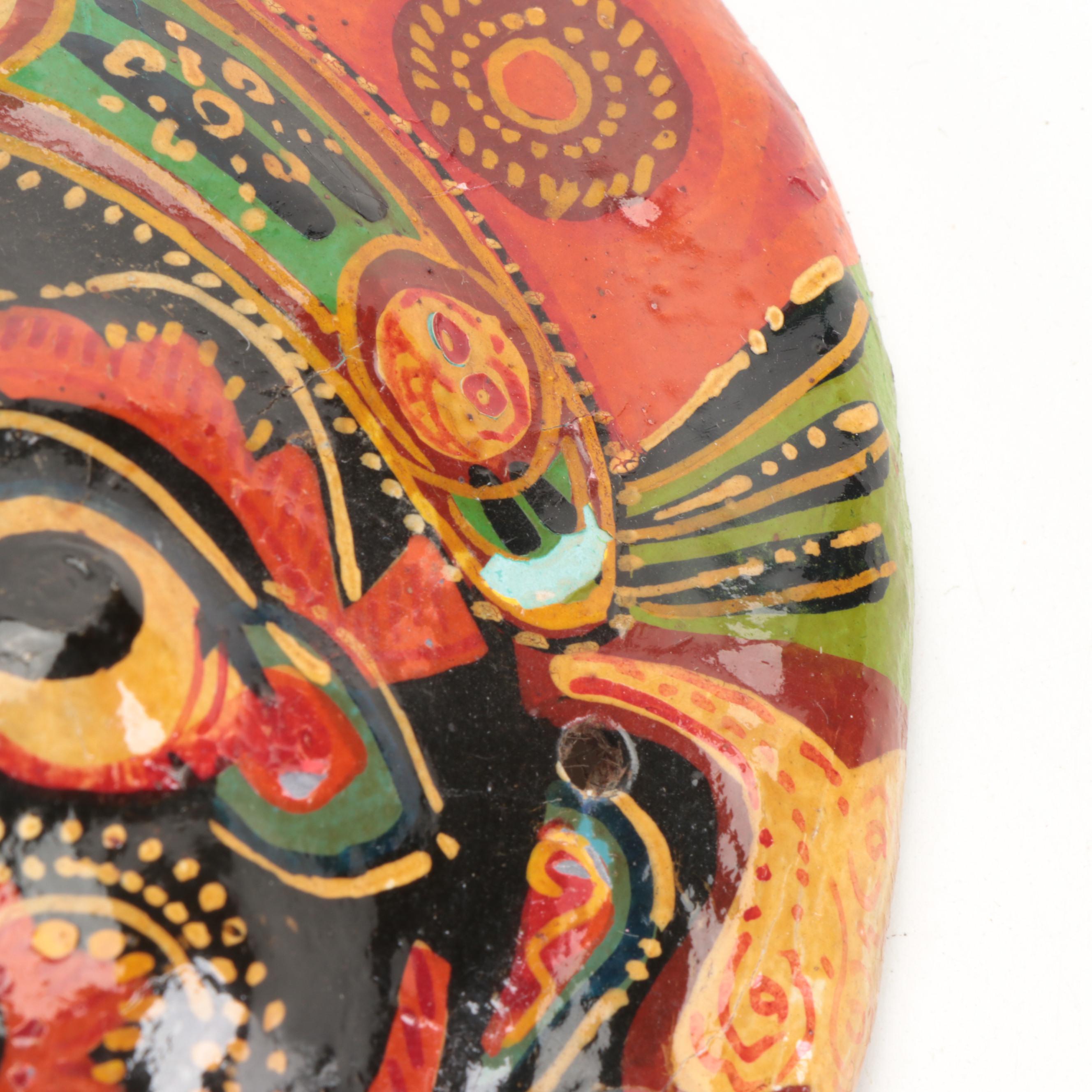 Southeast Asian Papier-Mâché and Wood Mahakala and Ganesha Miniature Masks