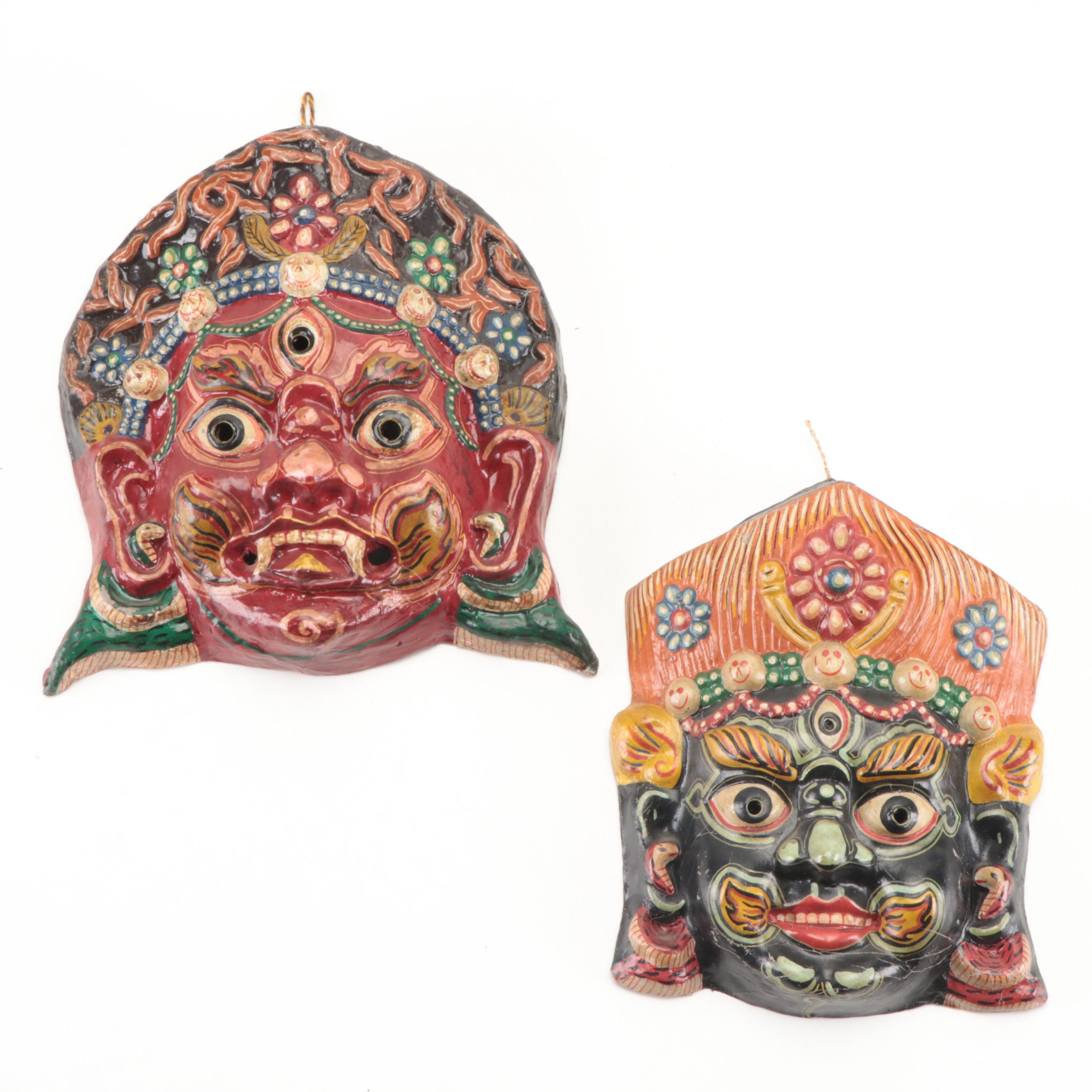 Southeast Asian Papier-Mâché Mahakala Masks, 20th Century