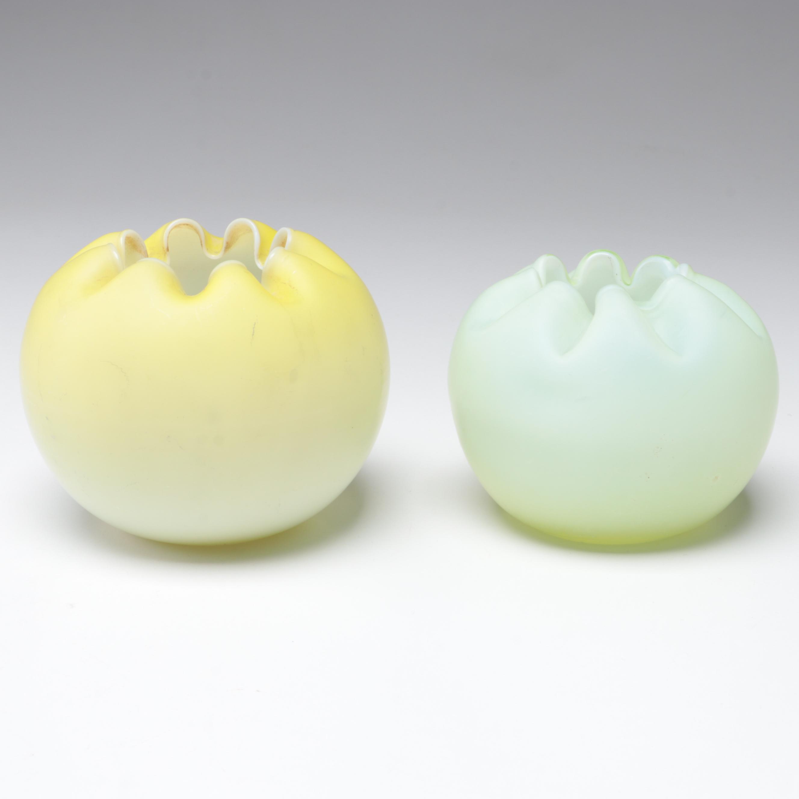 Victorian Cased Satin Glass Rose Bowls, Late 19th to Early 20th Century