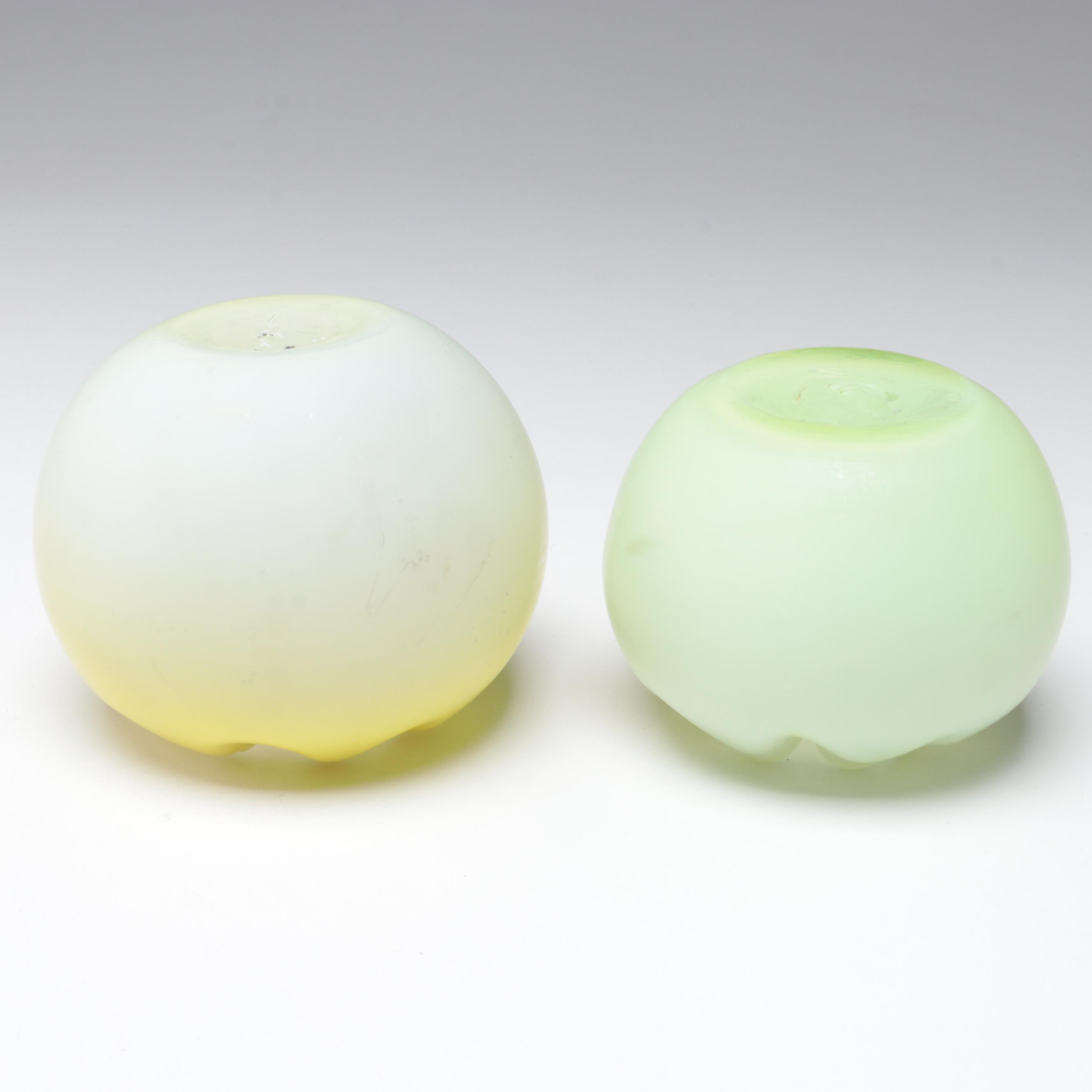 Victorian Cased Satin Glass Rose Bowls, Late 19th to Early 20th Century