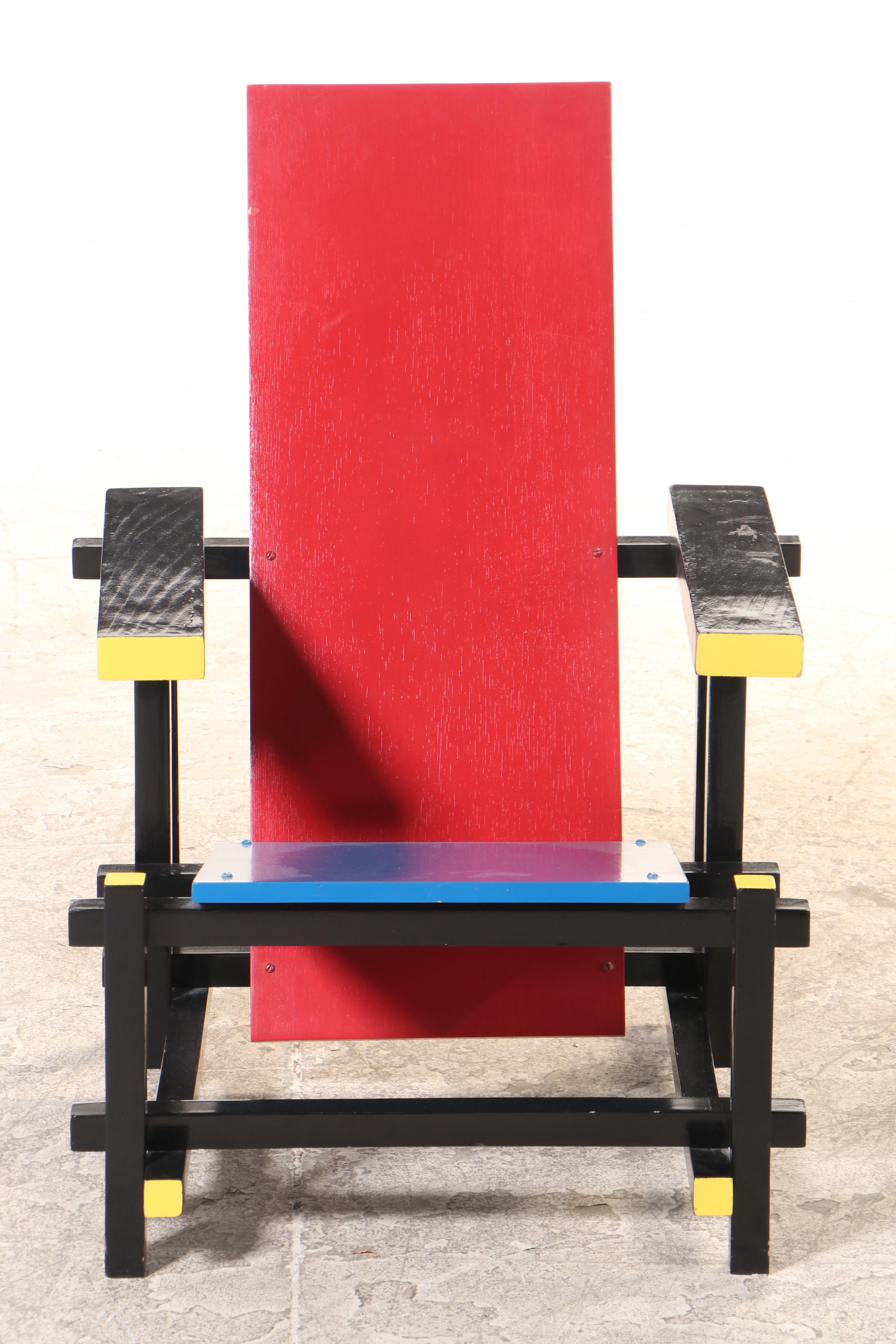 De Stijl Style "Red Blue" Chair, Designed by Gerrit Rietveld