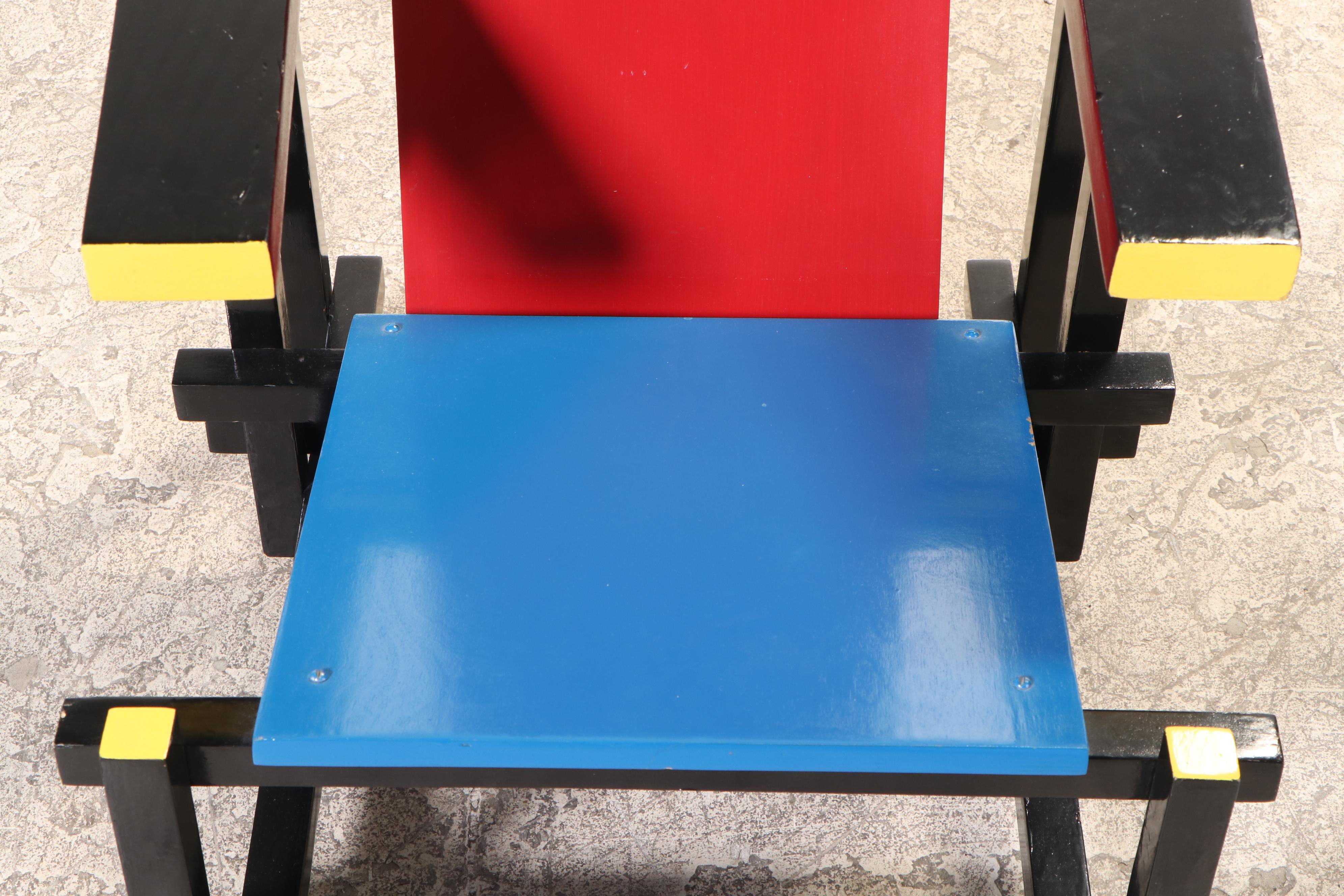 De Stijl Style "Red Blue" Chair, Designed by Gerrit Rietveld