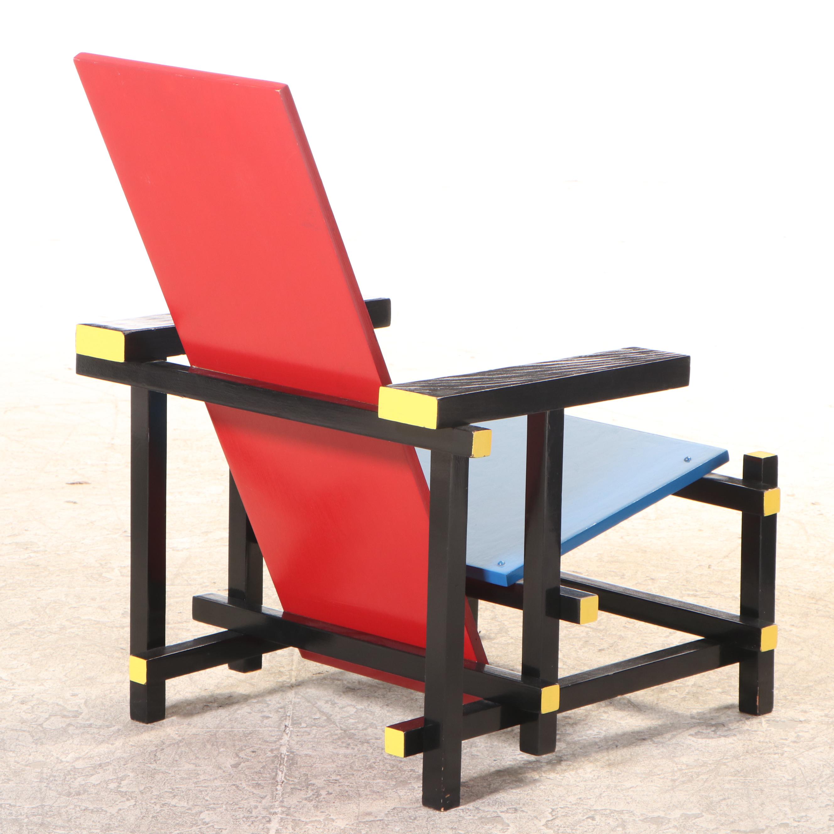 De Stijl Style "Red Blue" Chair, Designed by Gerrit Rietveld