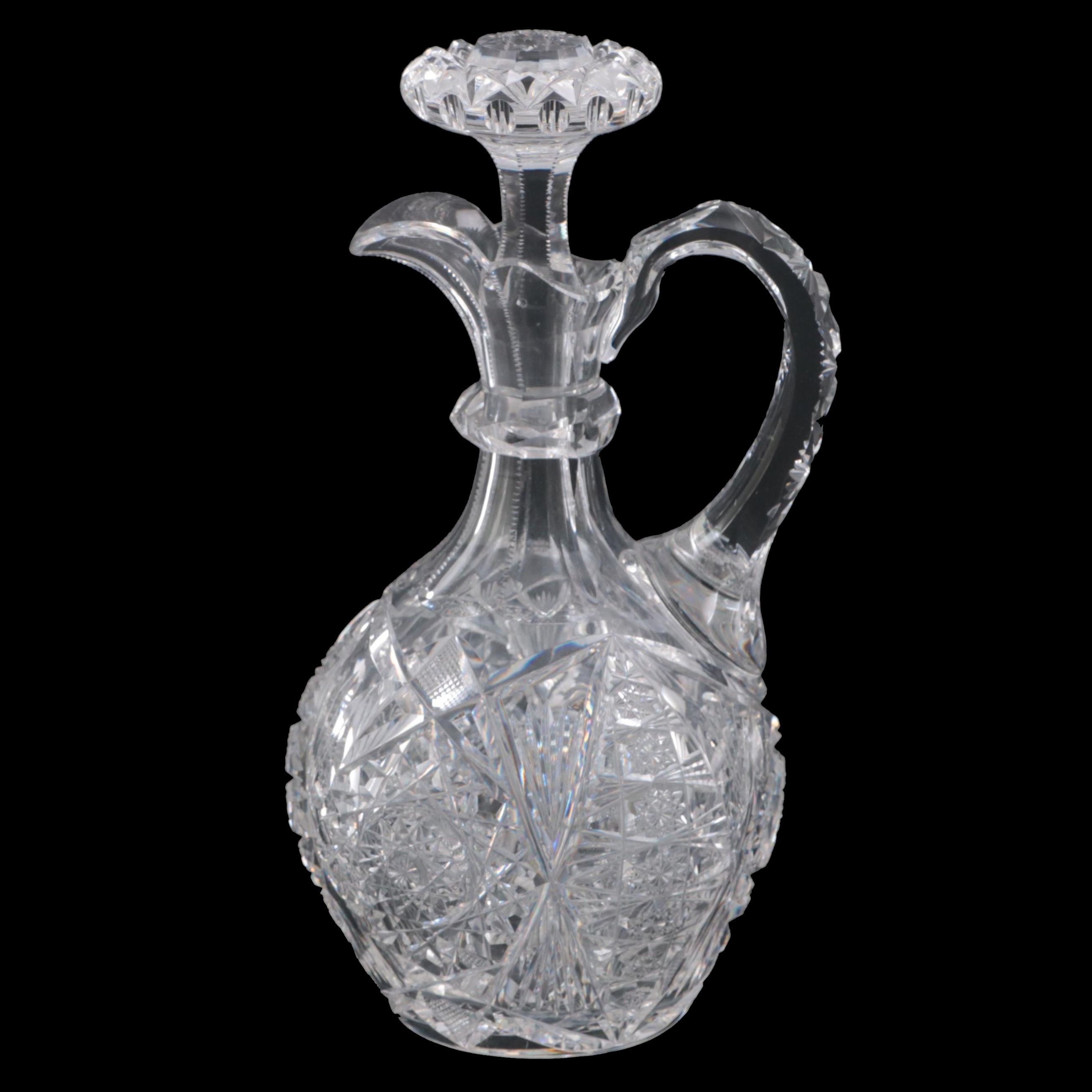 Hawkes Stars and Fans Cut Glass Claret Jug with Stopper