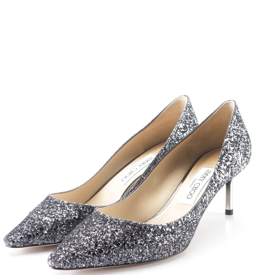 Jimmy Choo Romy 60 Pumps in Coarse Glitter Fabric