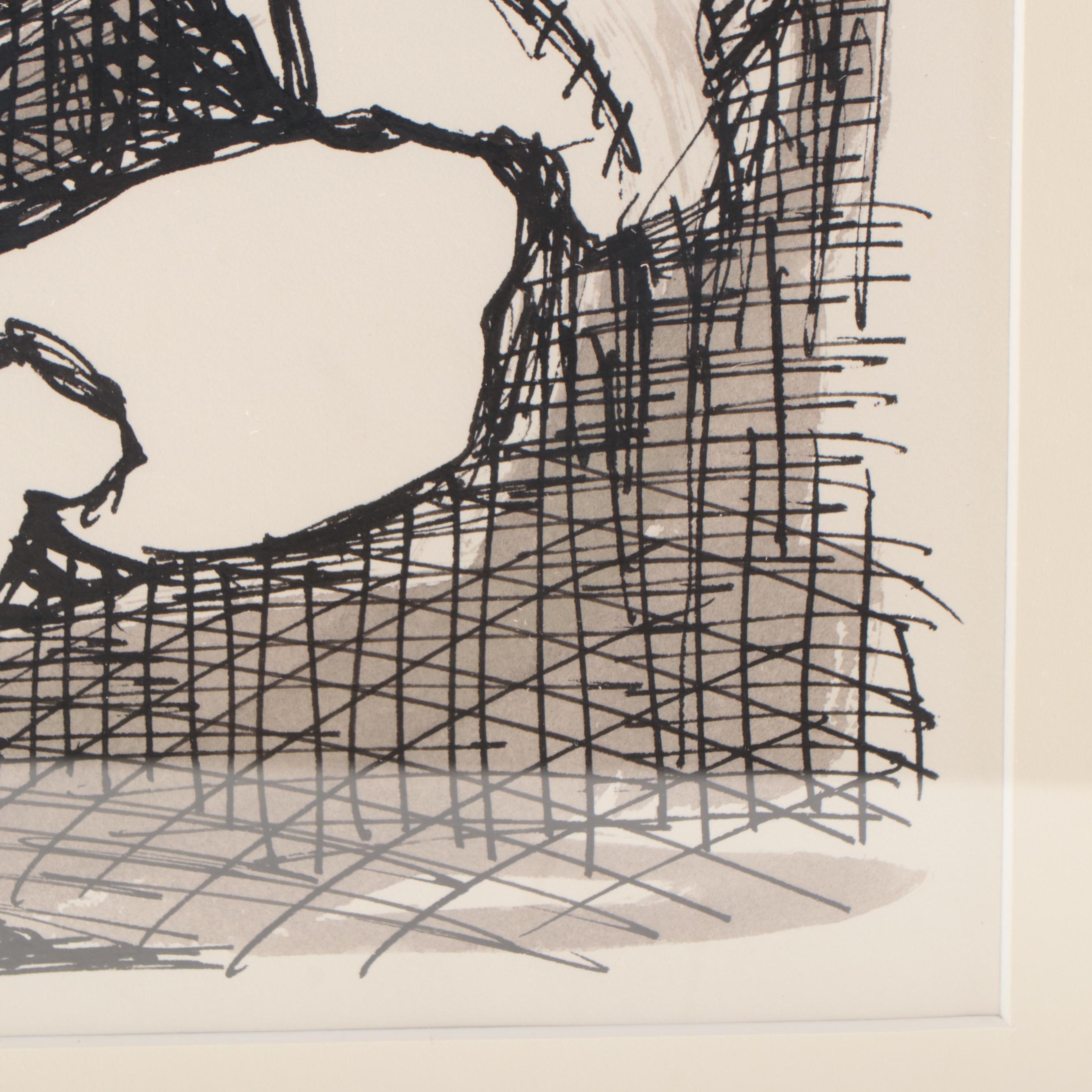 Harry Hilson Abstract Biomorphic Ink Drawing