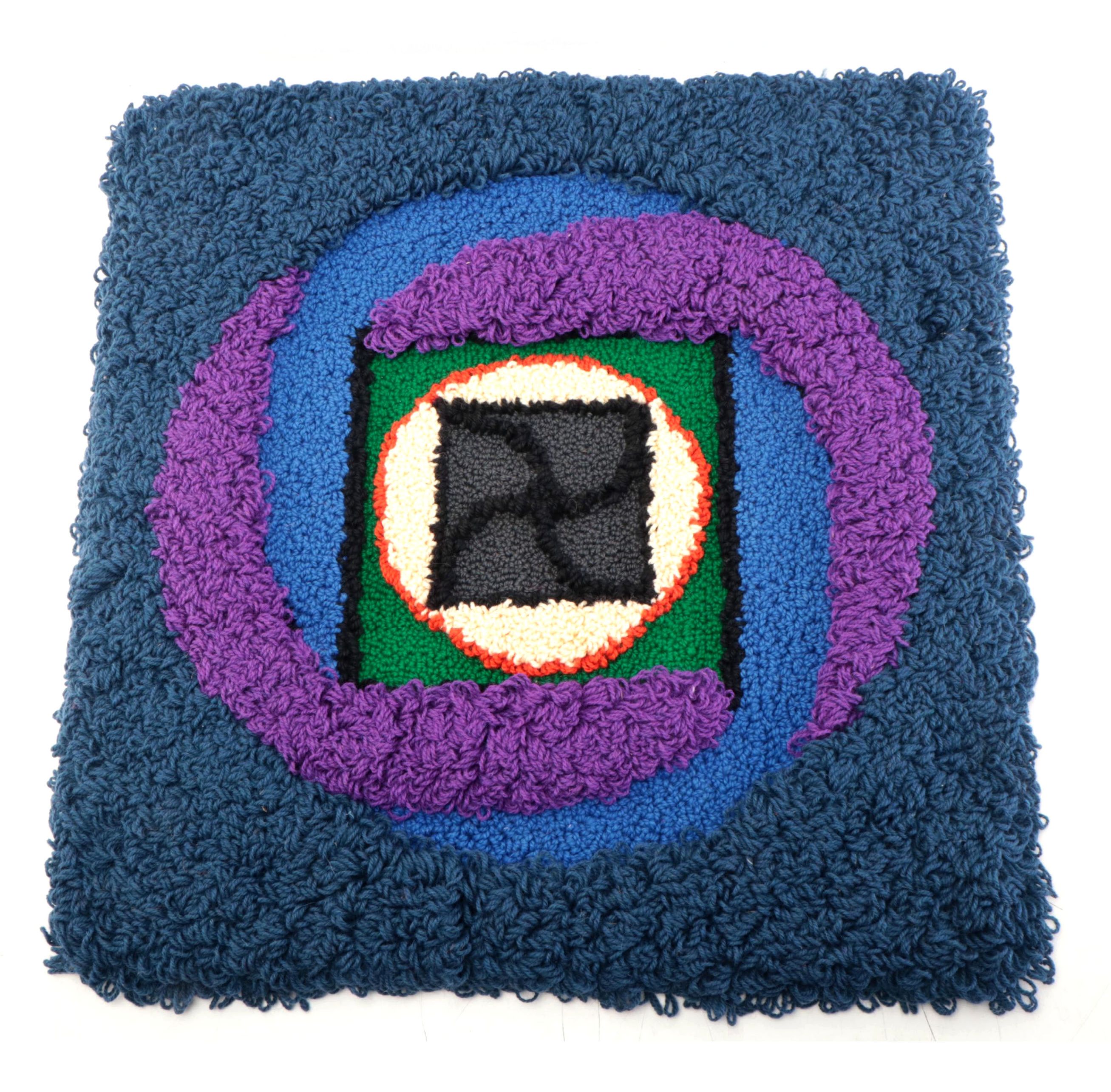 Harry Hilson Abstract Hooked Wool Wall Hanging, 1975