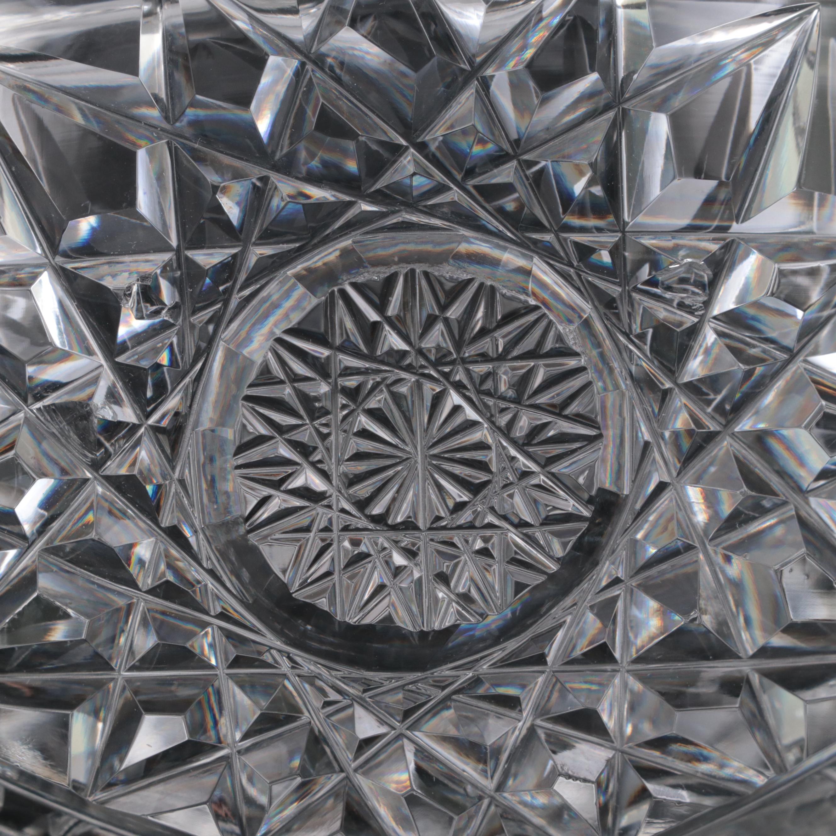 American Brilliant Fan, Hobstar, and Brunswick Star Cut Glass Decanter